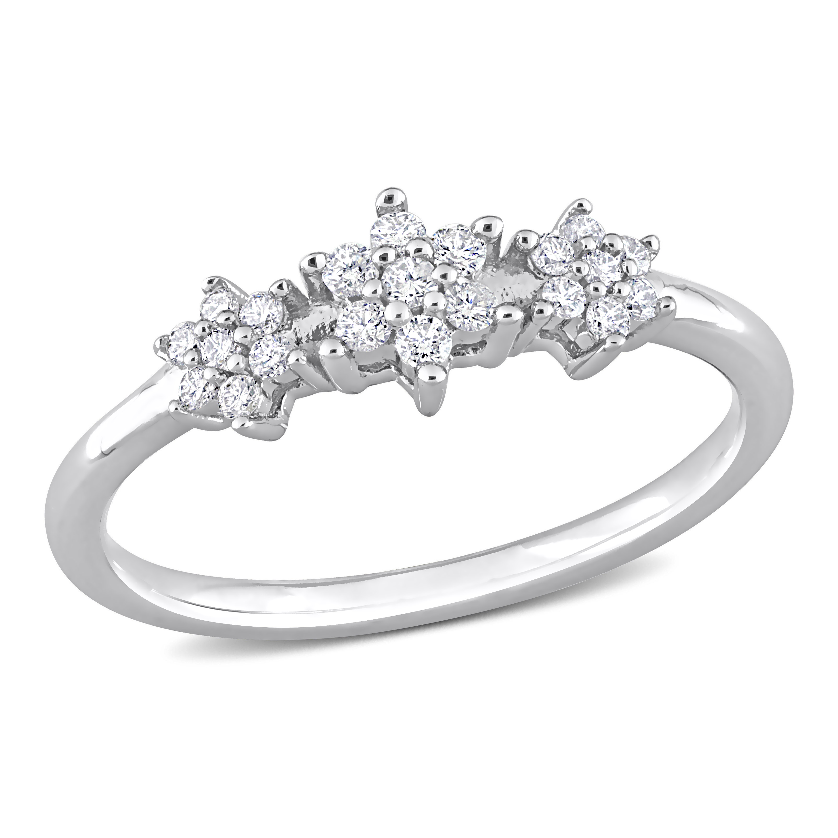 1/5 CT TDW Diamond Floral Ring in Sterling Silver