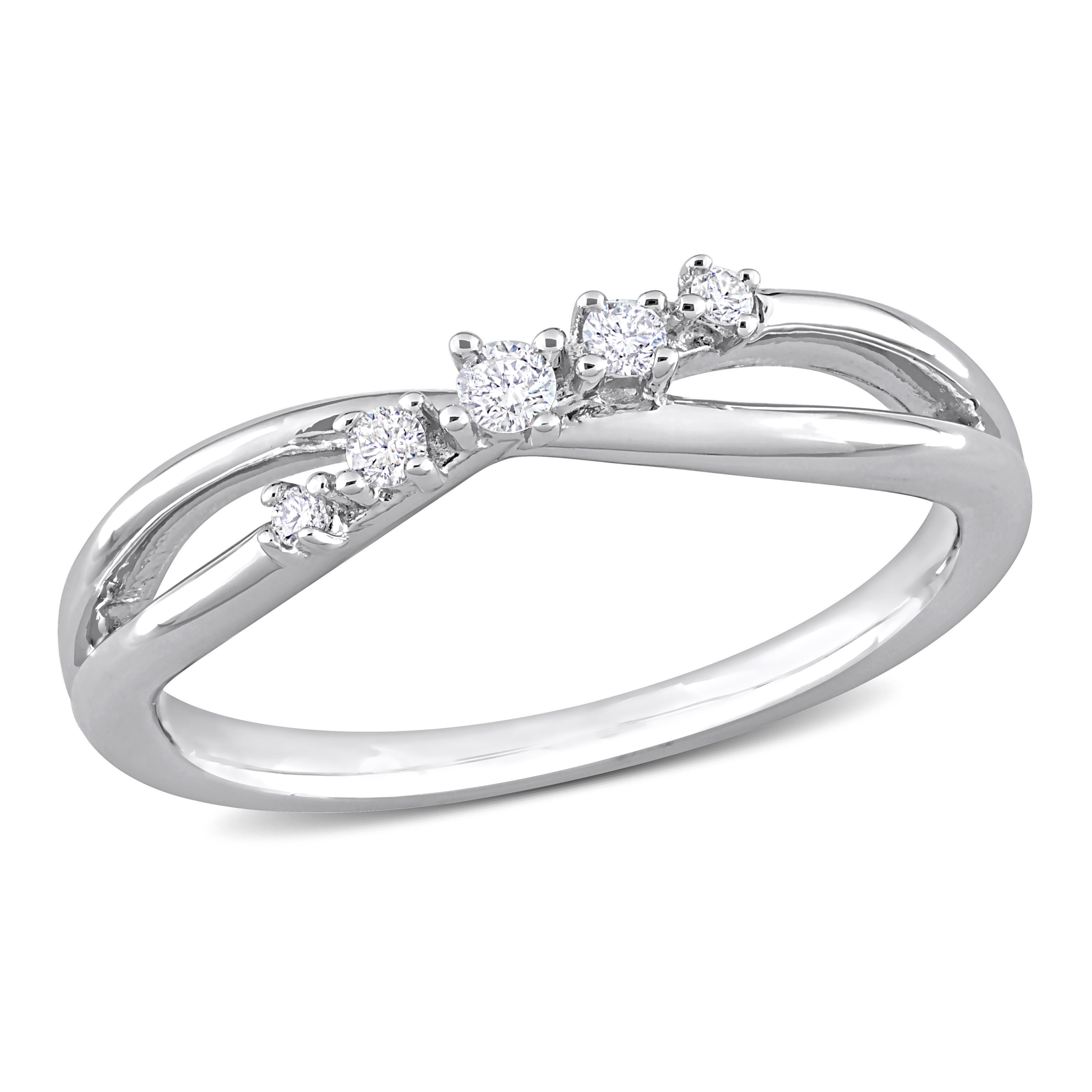 1/10 CT TDW Diamond Bypass Ring in Sterling Silver