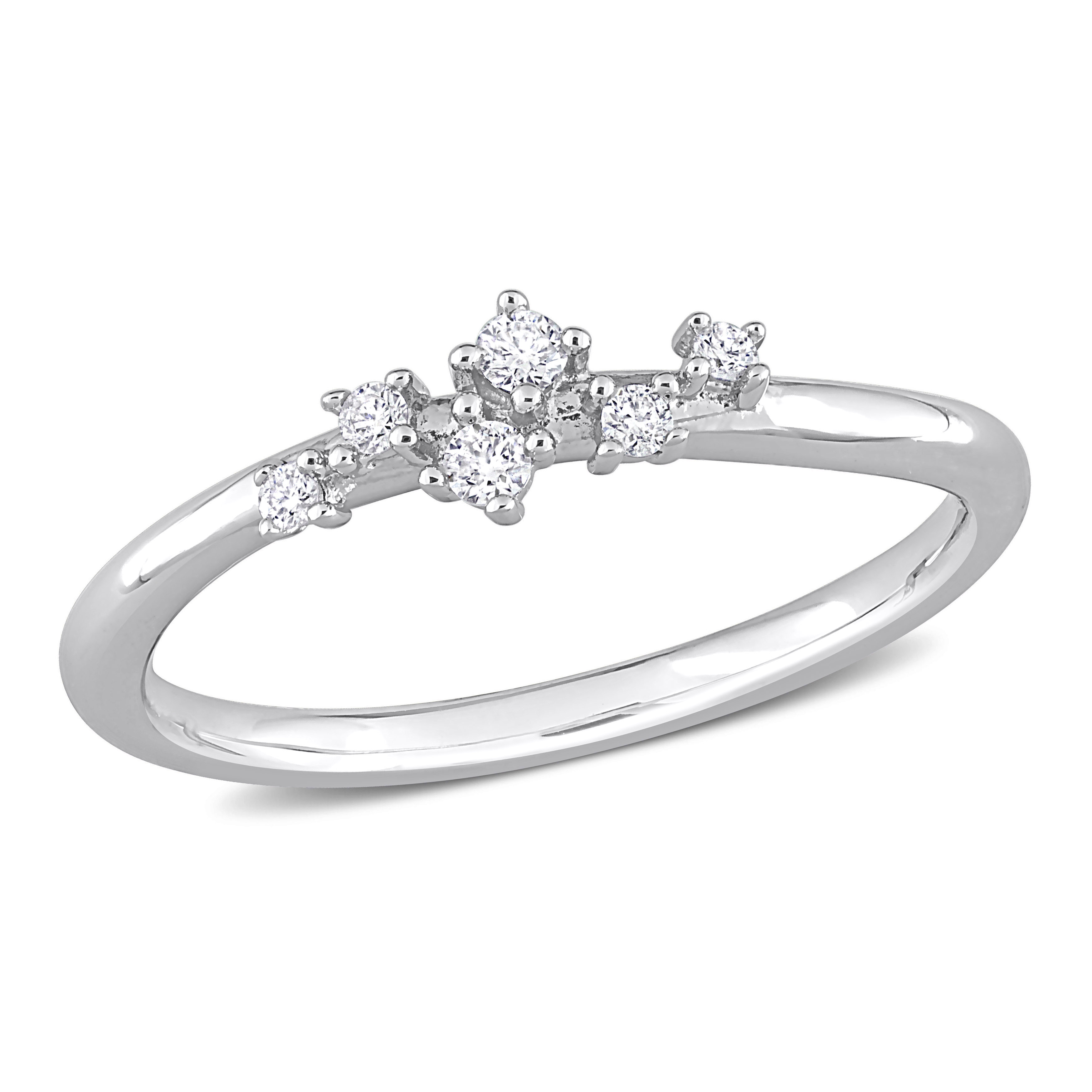 1/10 CT TDW Diamond Cluster Ring in Sterling Silver