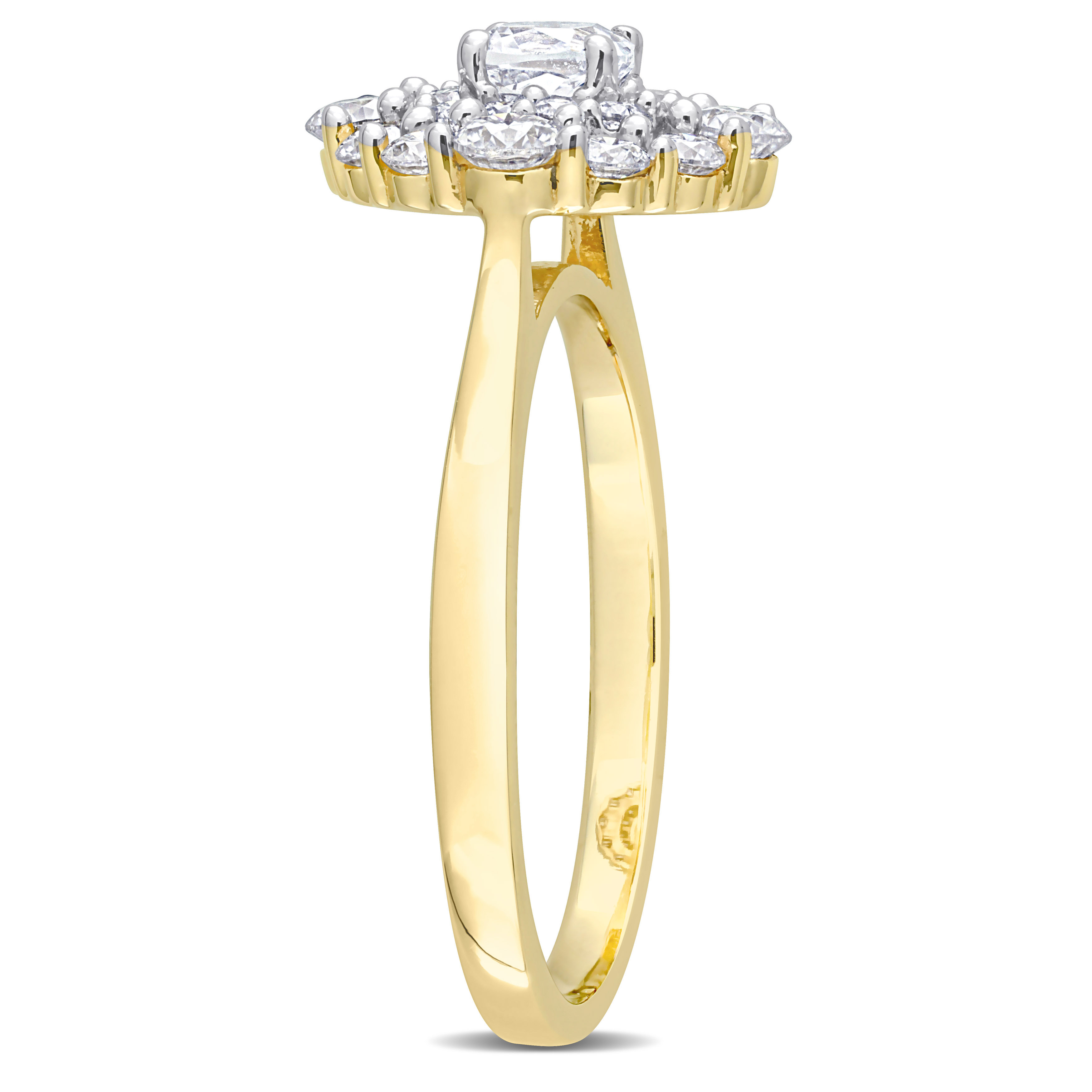 1 CT DEW Created Moissanite Engagement Ring in 10k Yellow Gold