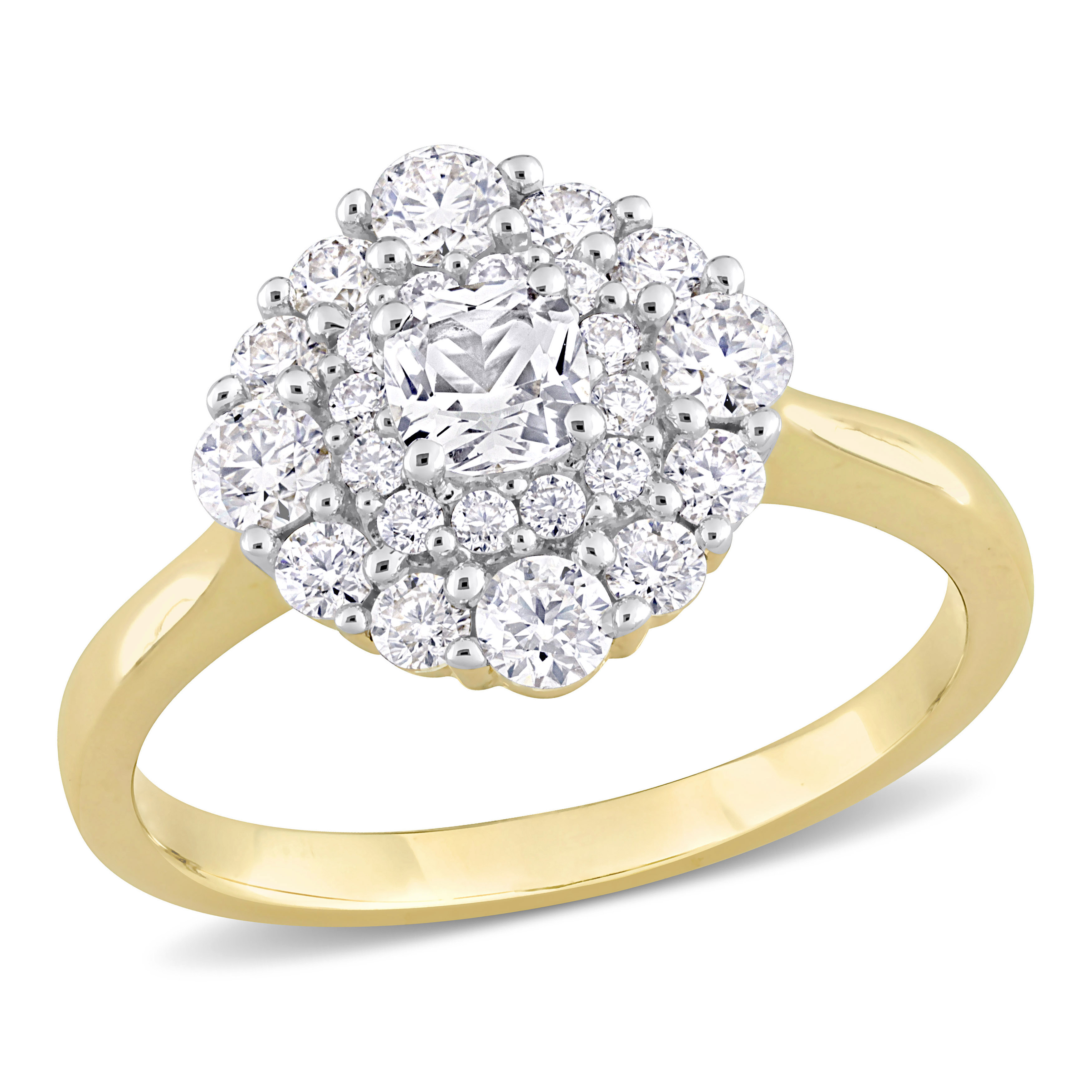 1 CT DEW Created Moissanite Engagement Ring in 10k Yellow Gold