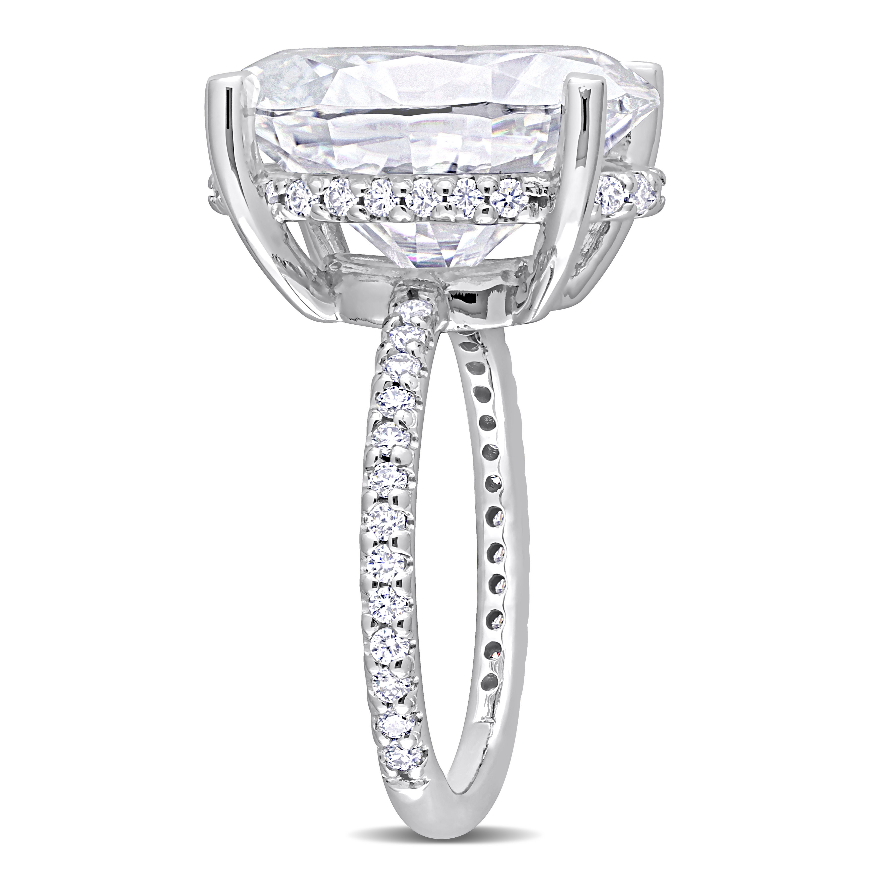 8 CT DEW Oval Created Moissanite Engagement Ring in 10k White Gold