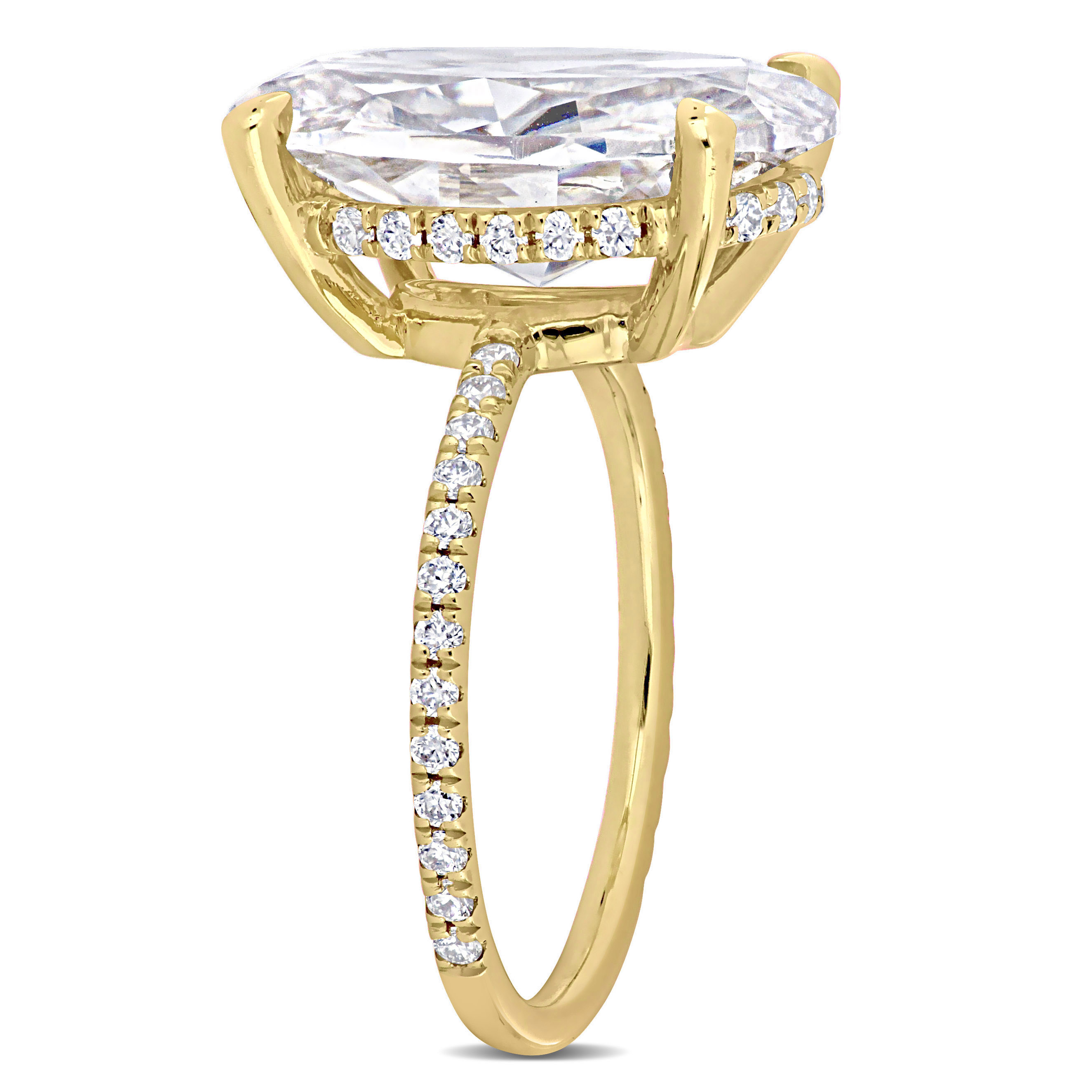 8 CT DEW Oval Created Moissanite Engagement Ring in 10k Yellow Gold