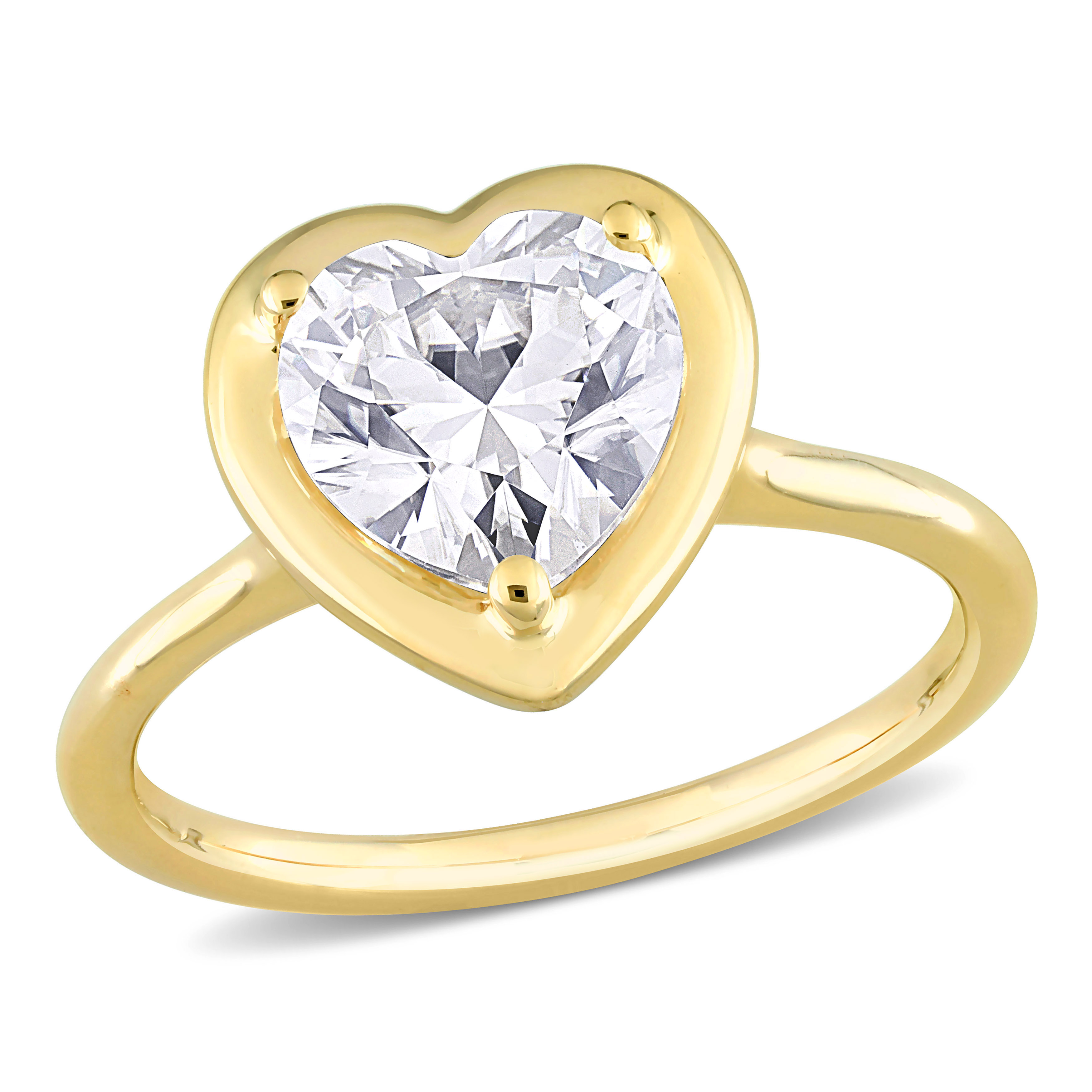 2 CT DEW Heart-Shaped Created Moissanite Engagement Ring in 10k Yellow Gold