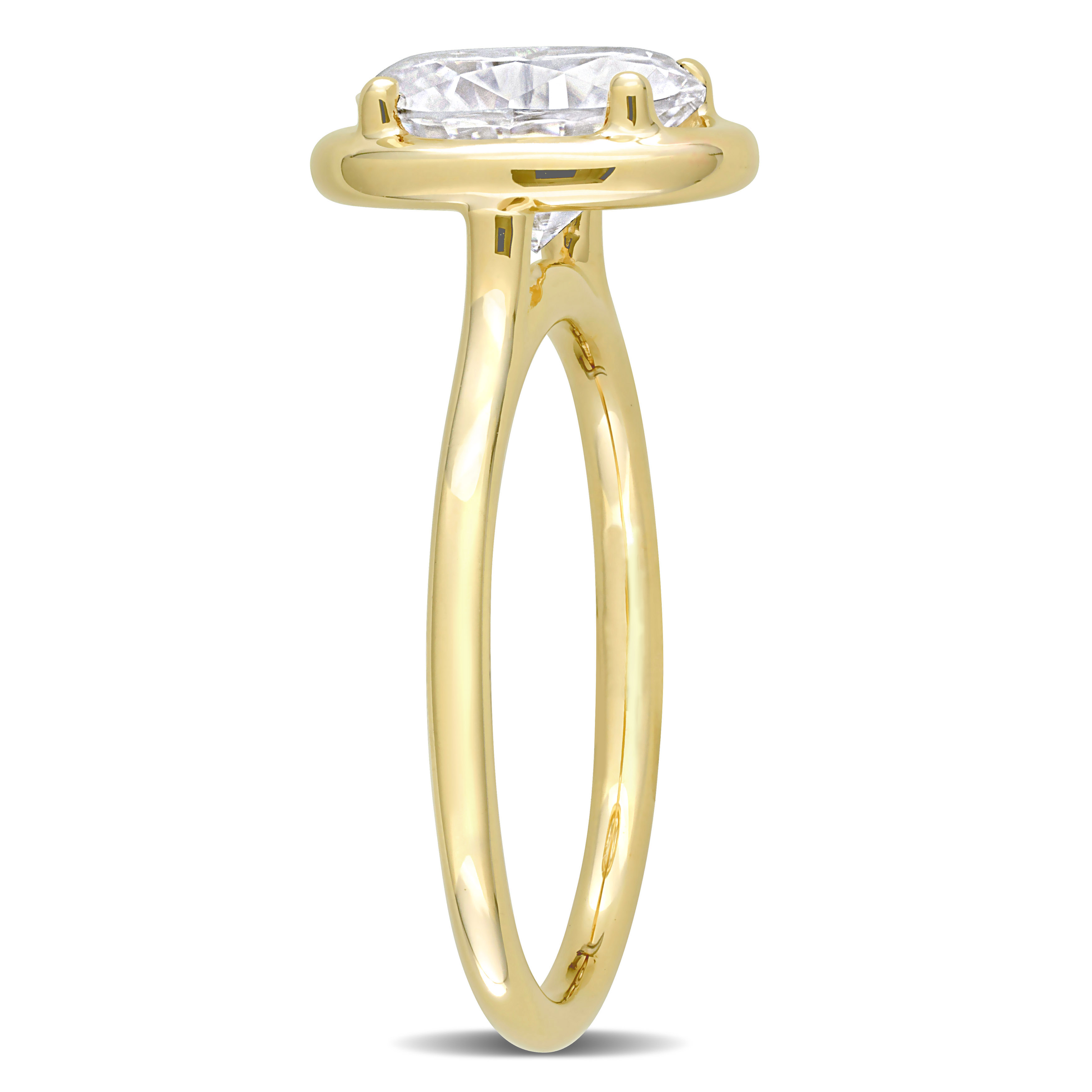 2 CT DEW Oval Shape Created Moissanite Engagement Ring in 10k Yellow Gold
