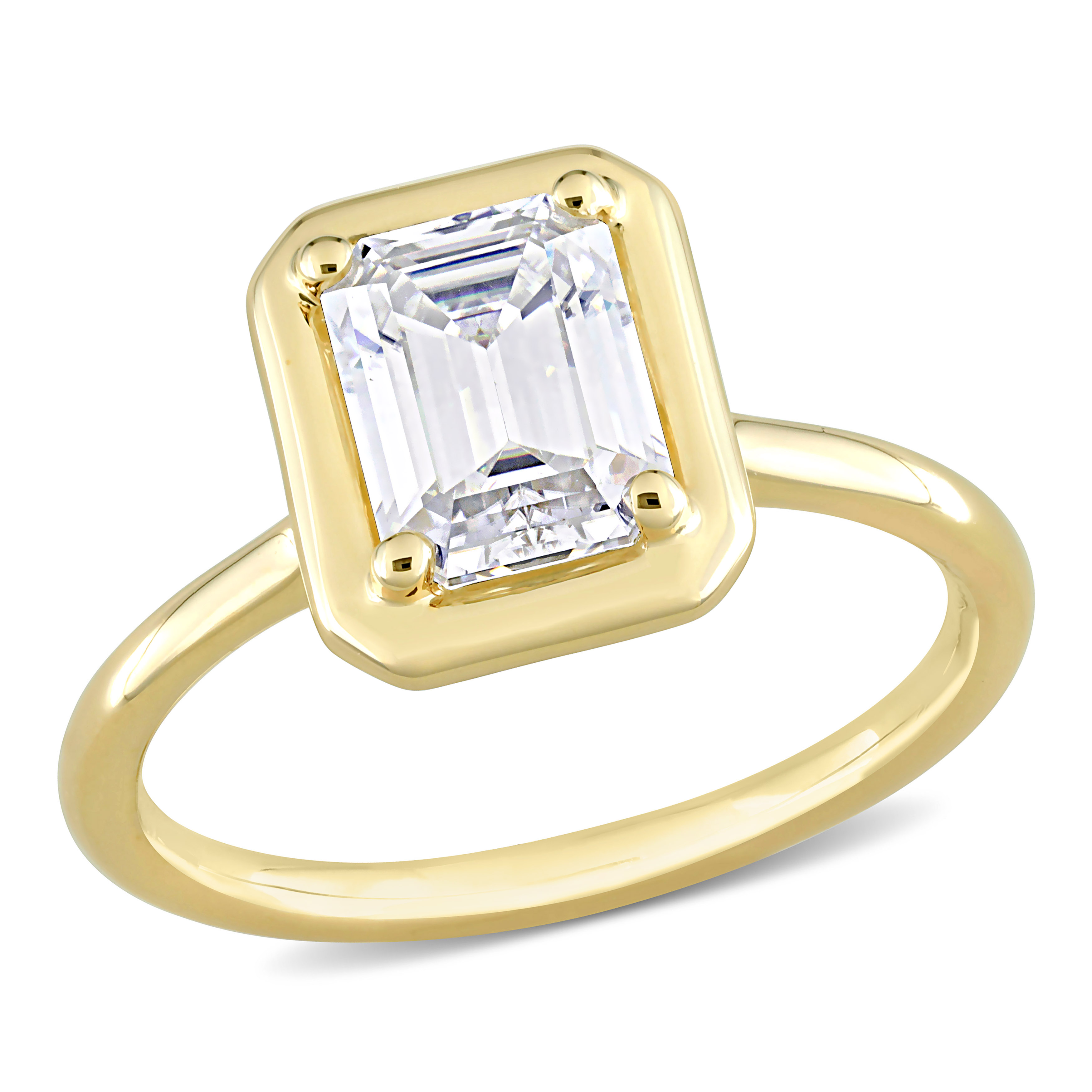 1 3/4 CT DEW Octagon Created Moissanite Engagement Ring in 10k Yellow Gold