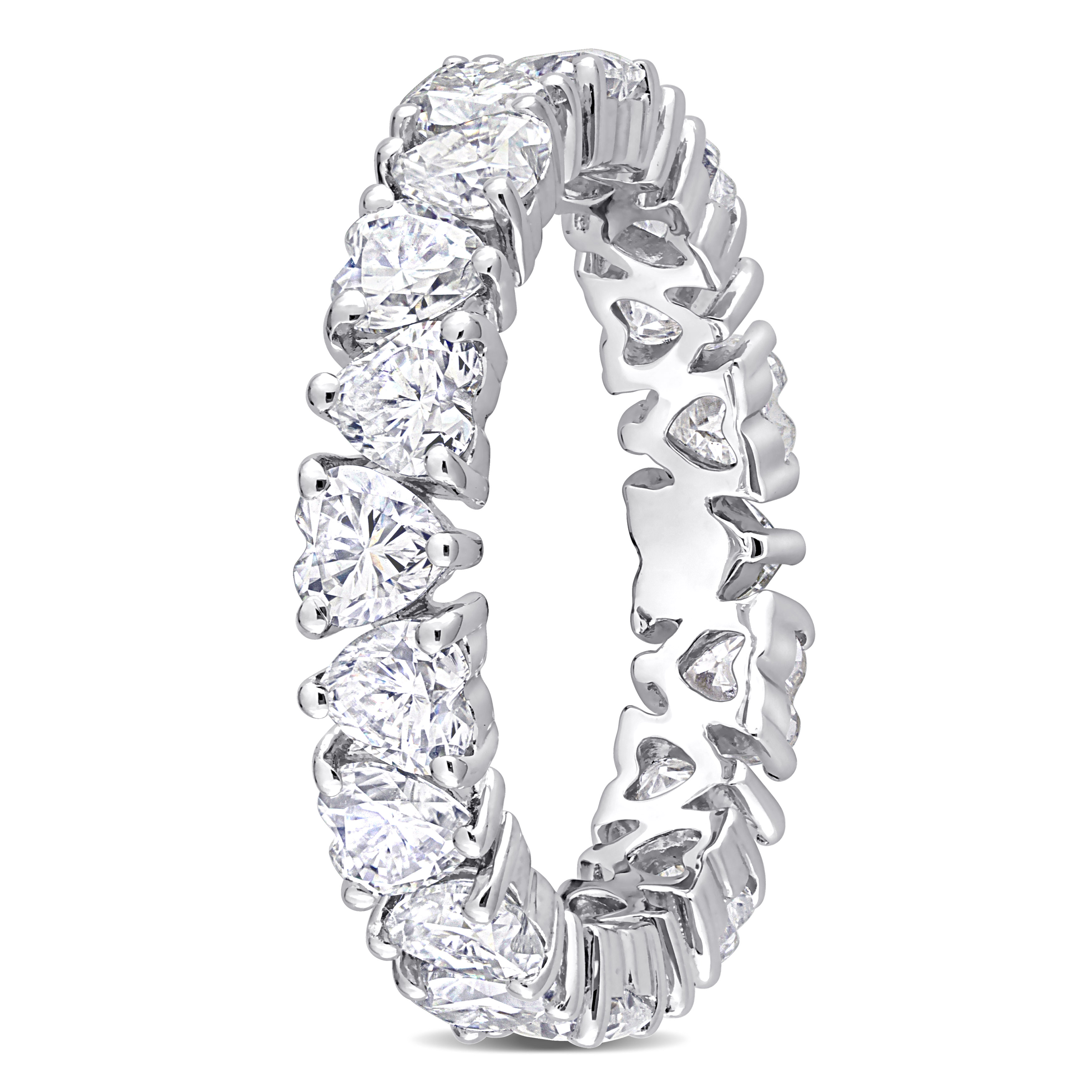 3 3/8 CT DEW Created Moissanite Heart Eternity Ring in Sterling Silver