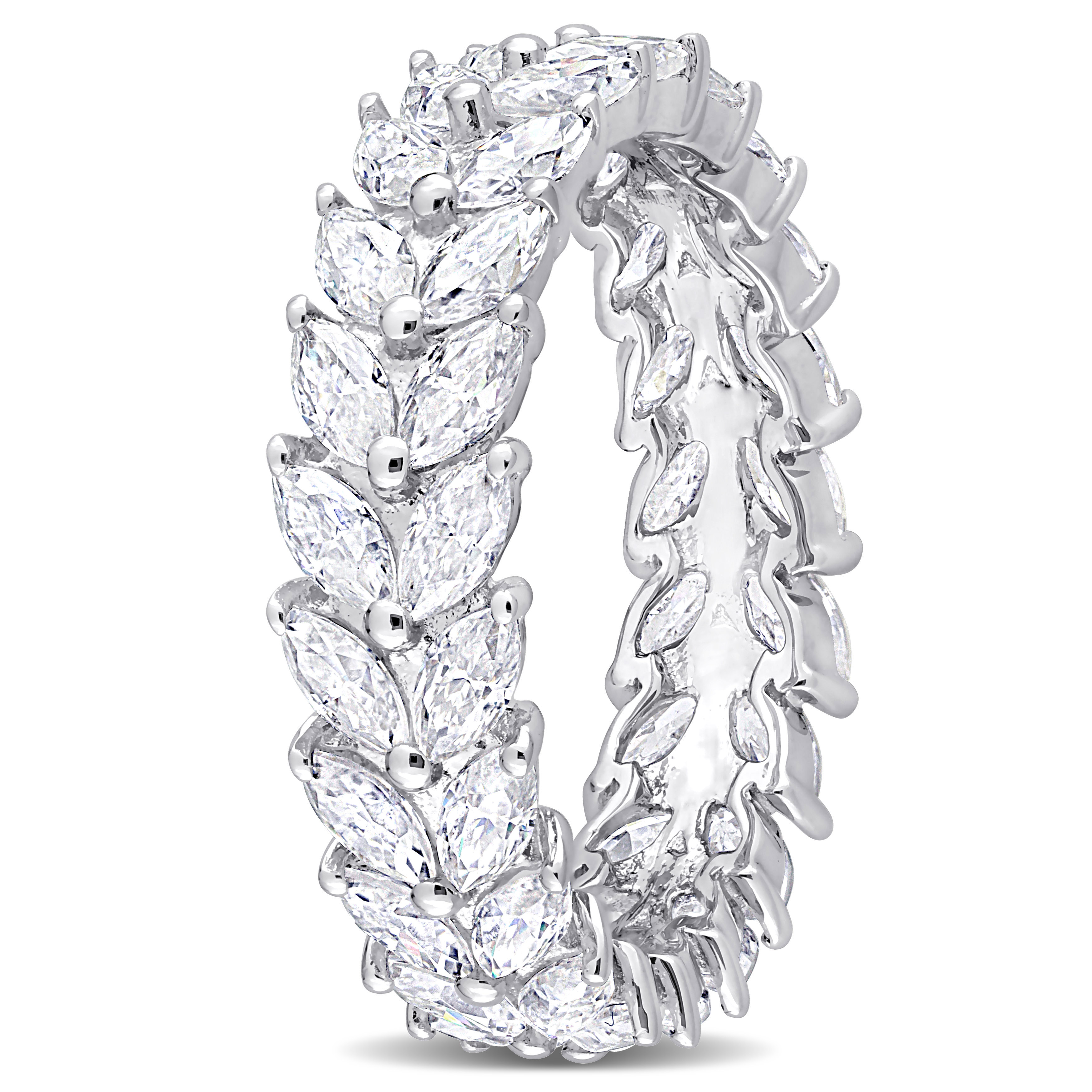 4 1/5 CT DEW Marquise Created Moissanite Eternity Band in Sterling Silver