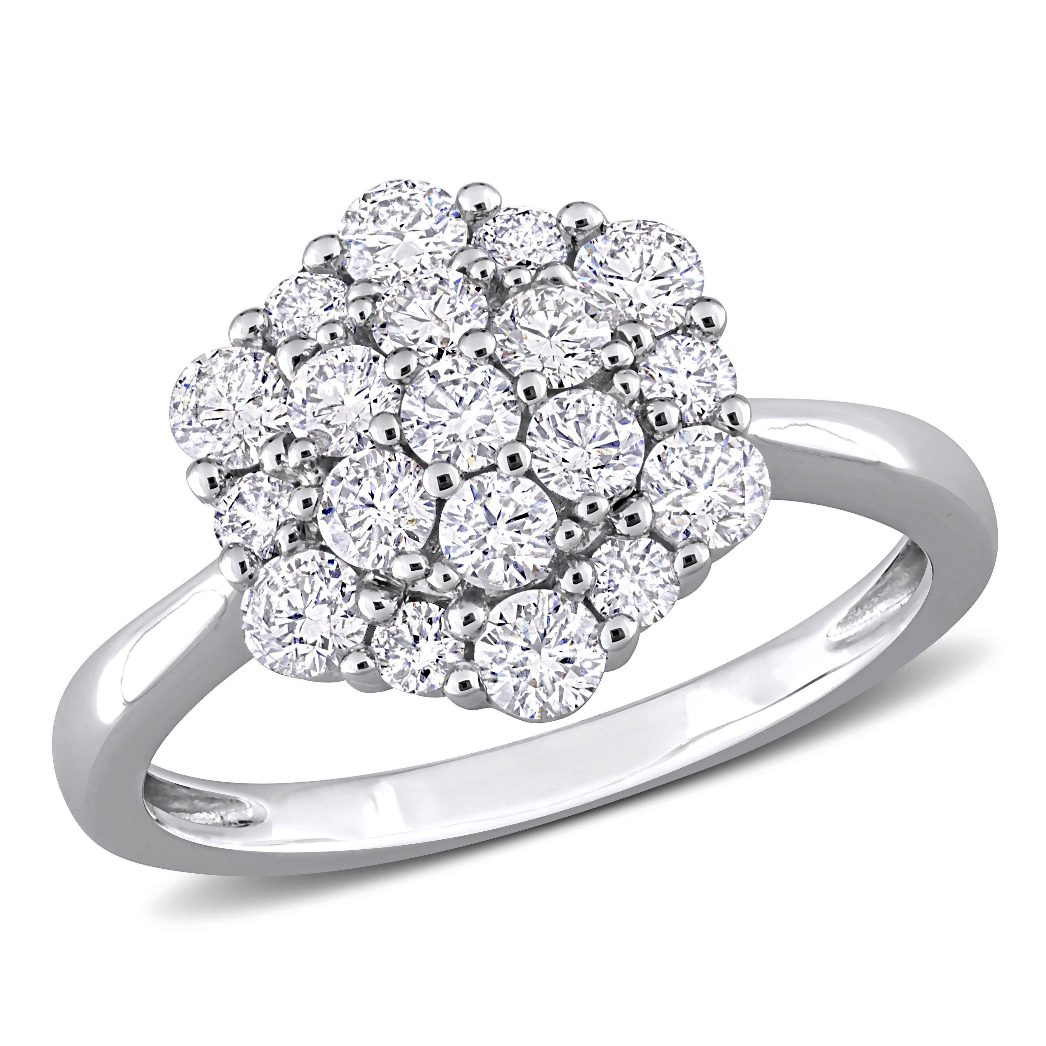 1 CT TW Diamond Cluster Engagement Ring in 10k White Gold