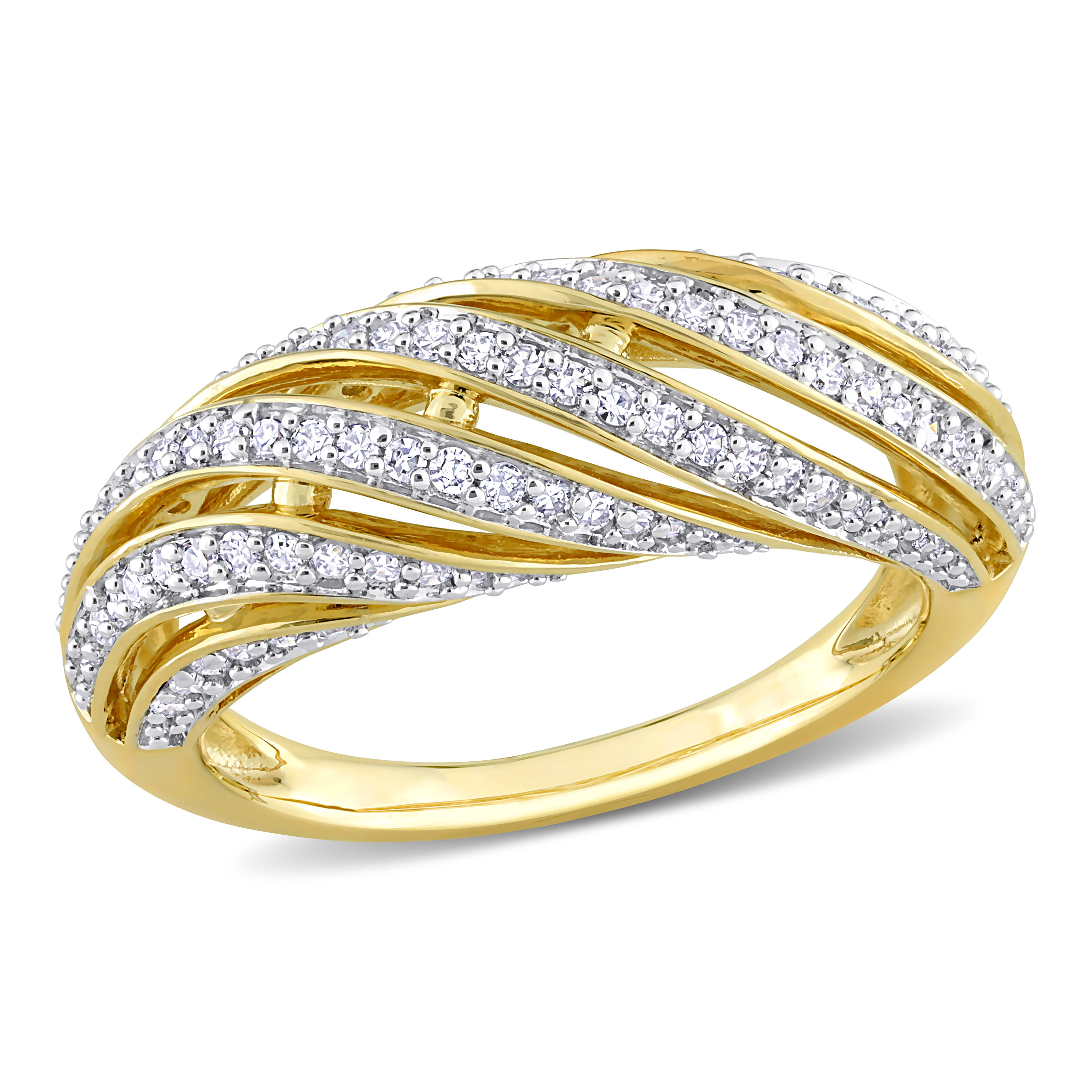 1/2 CT TDW Diamond Swirl Design Ring in 14k Yellow Gold
