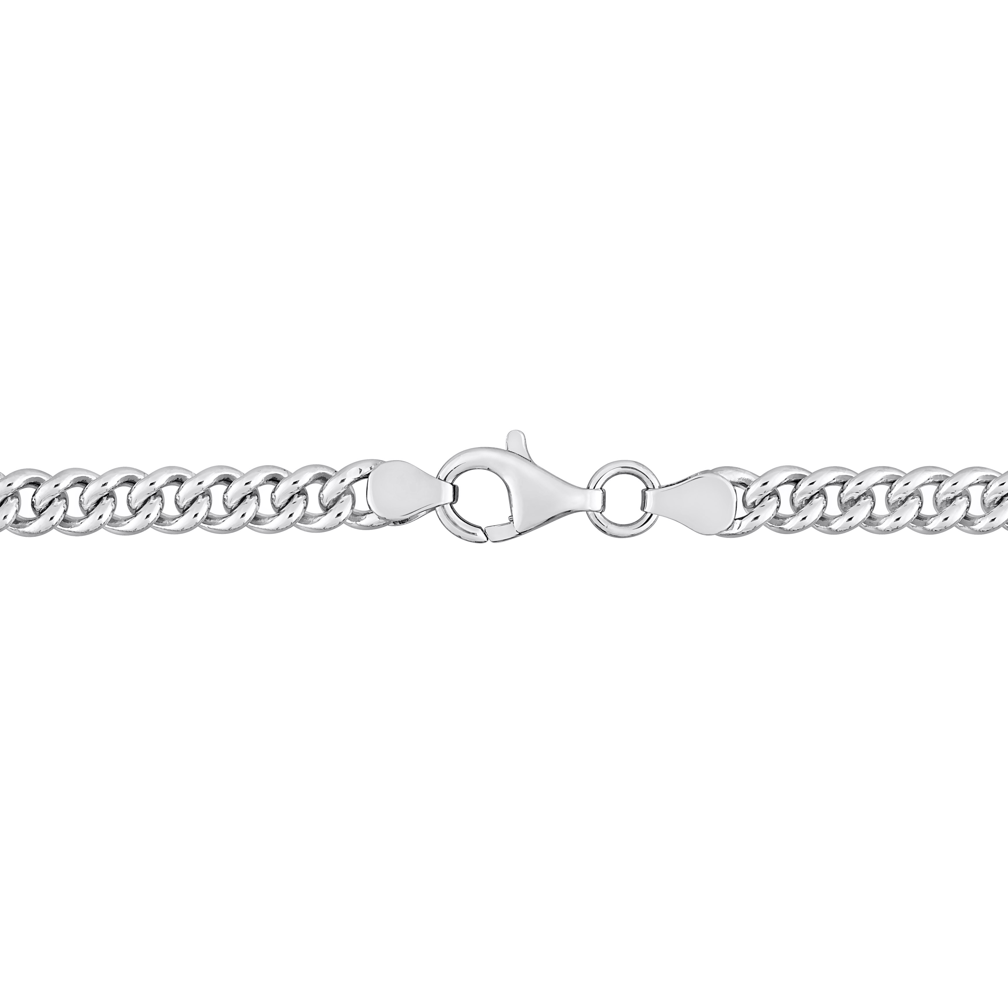 1 1/4 CT TGW Oval Created Blue Sapphire Curb Link Chain Bracelet in Sterling Silver