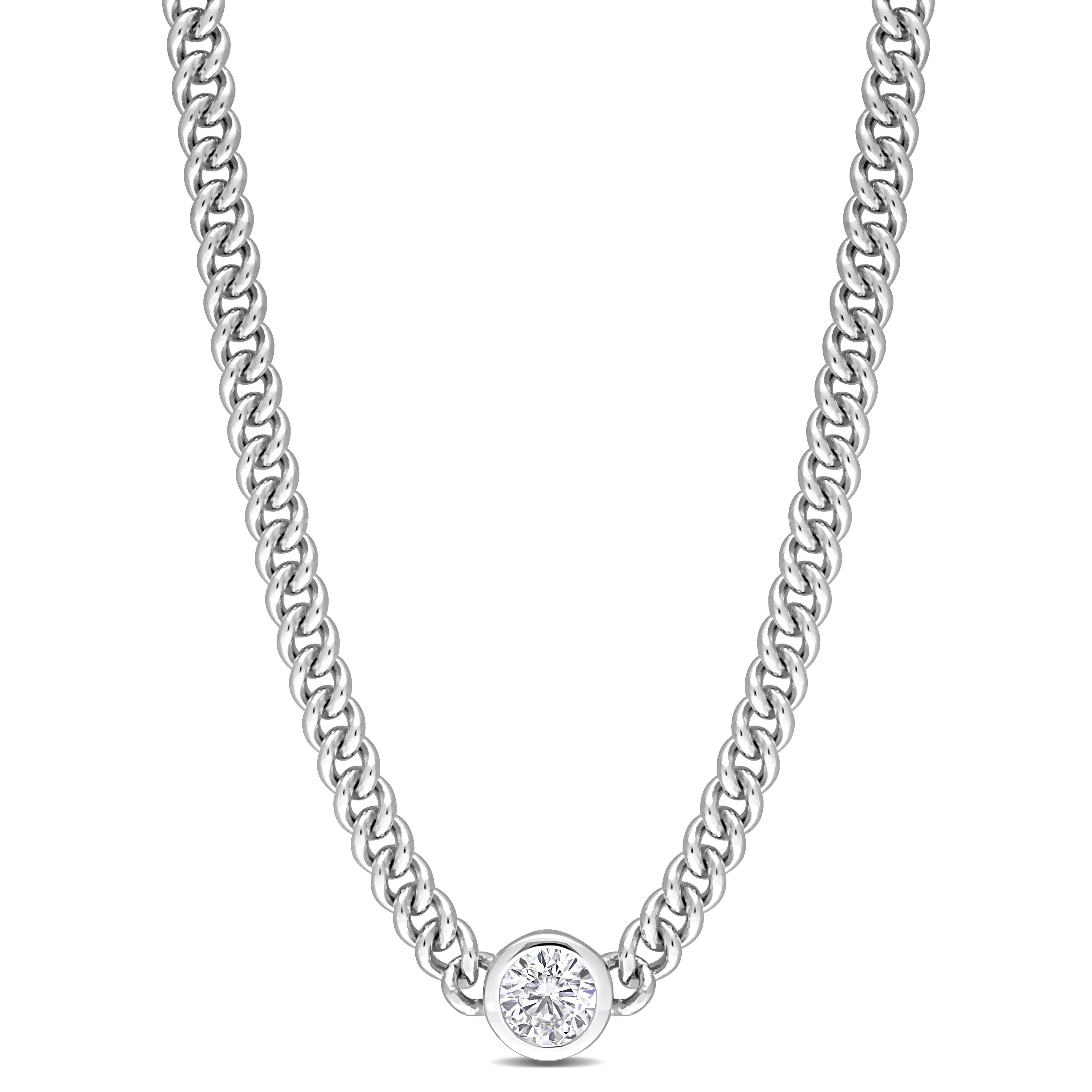 1 5/8 CT TGW Created White Sapphire Necklace in Sterling Silver - 16 in.