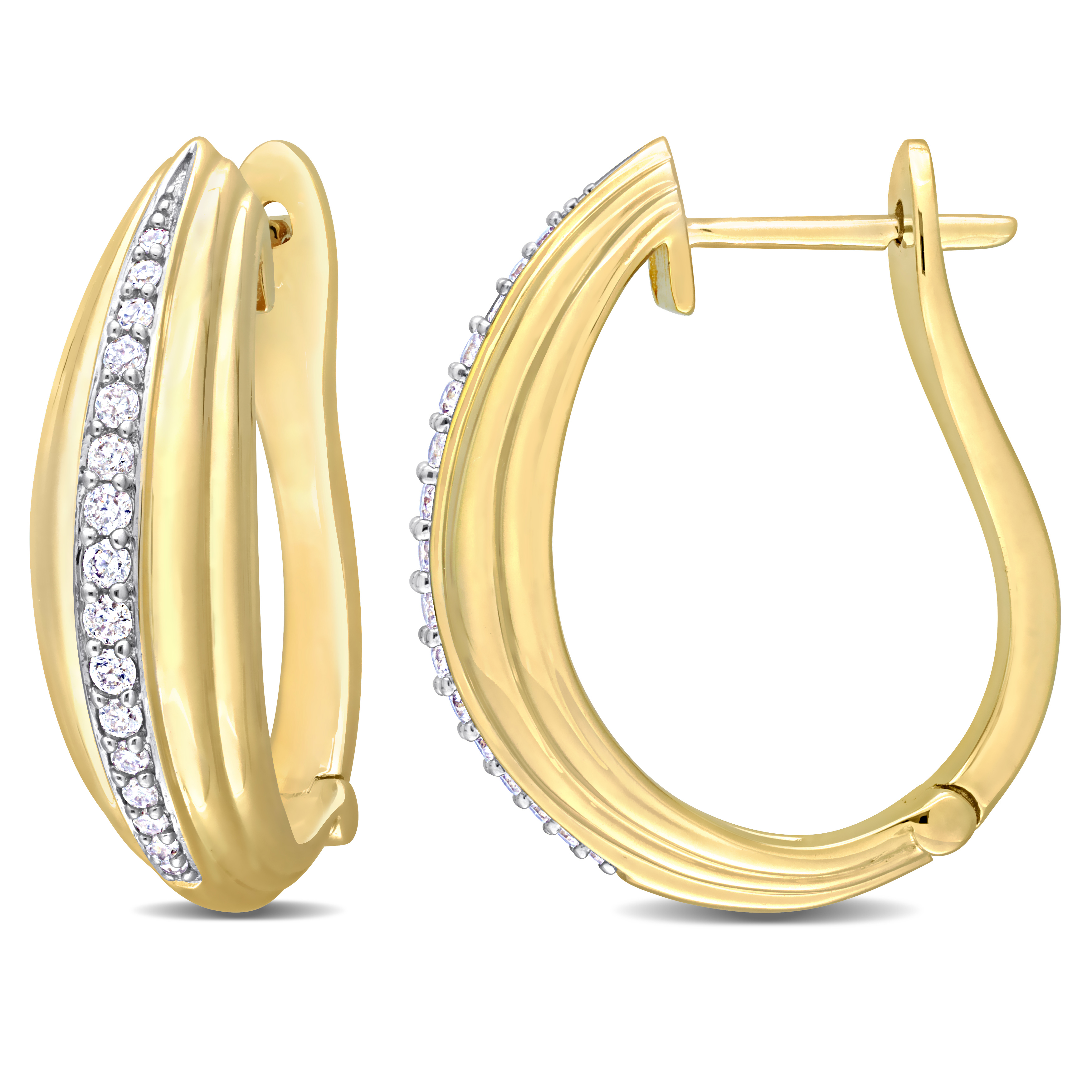 1/5 CT TDW Diamond 22 mm Hoop Earrings in 14k Yellow Gold