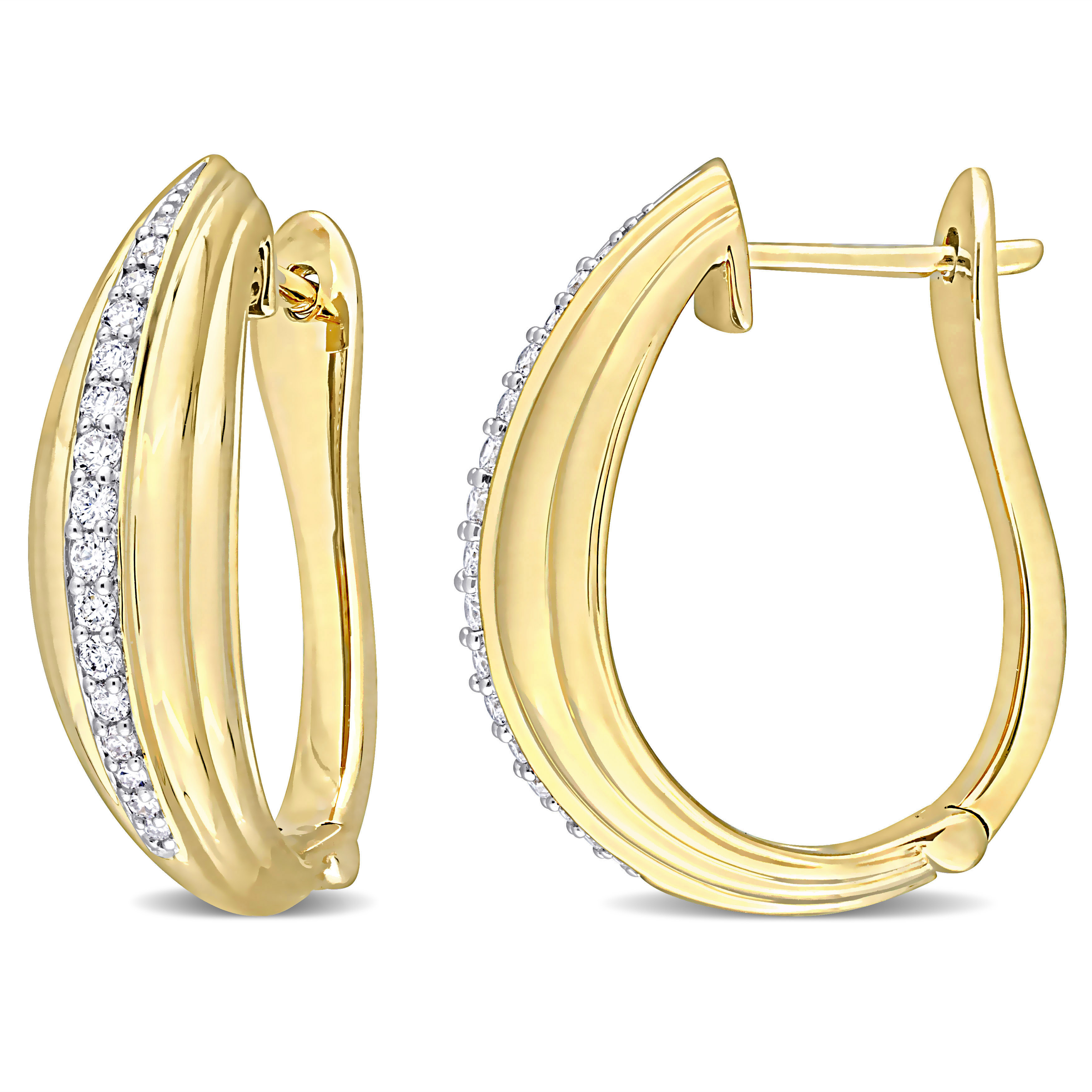 1/5 CT TDW Graduated Diamond Hoop Earrings in 14k Yellow Gold