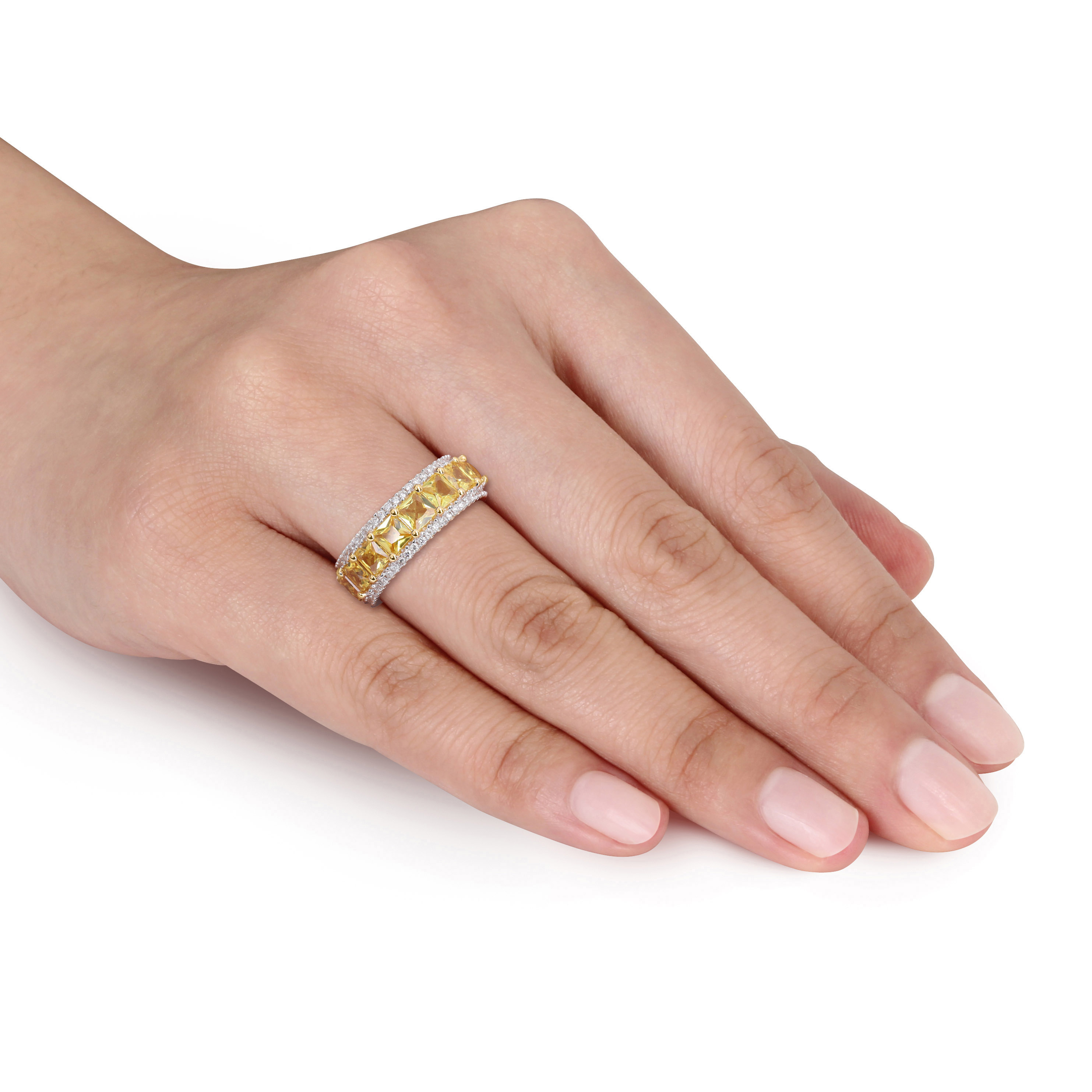 Yellow Sapphire and Diamond Eternity Ring in 14k Yellow Gold