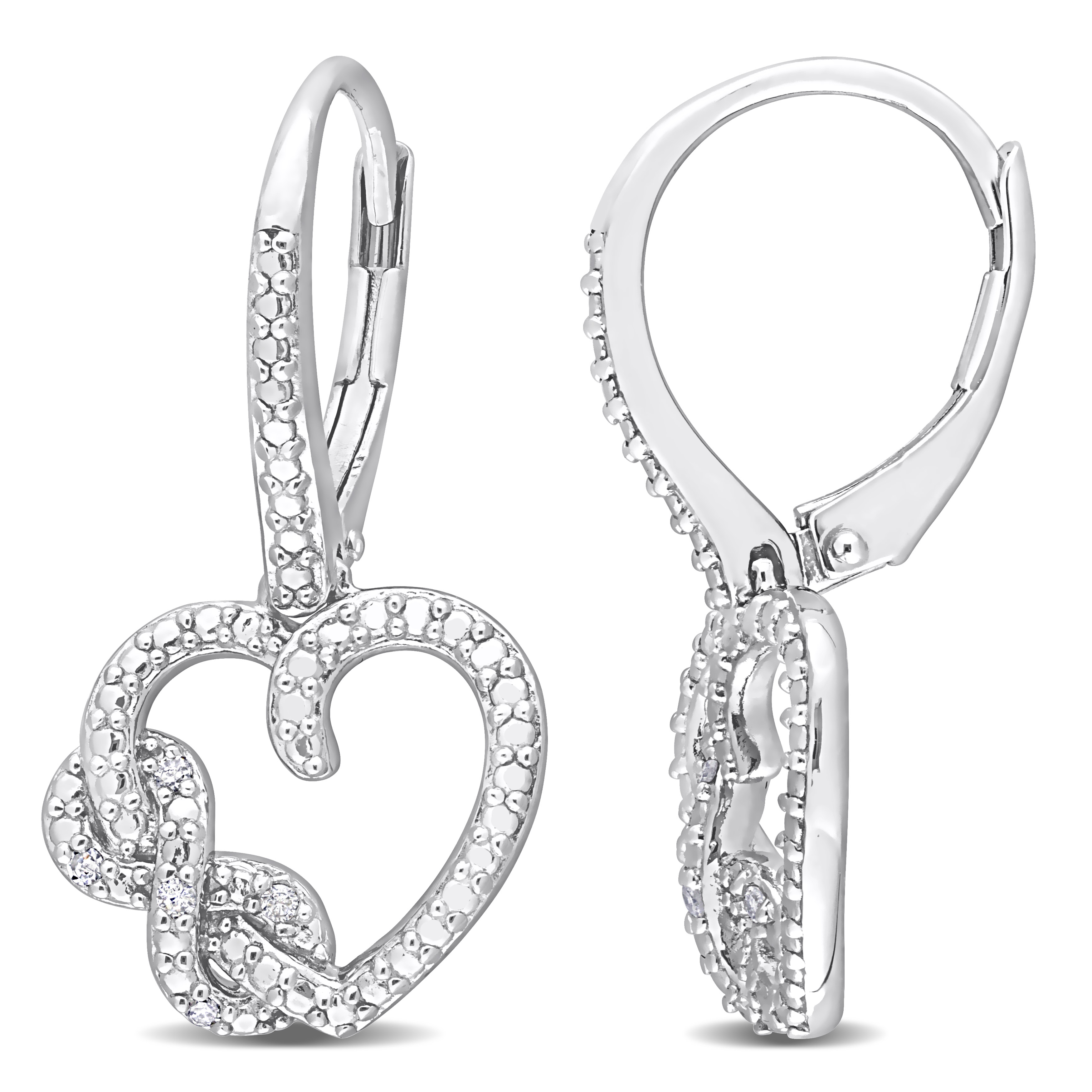 Diamond Accent Infinity Heart Earrings in Sterling Silver