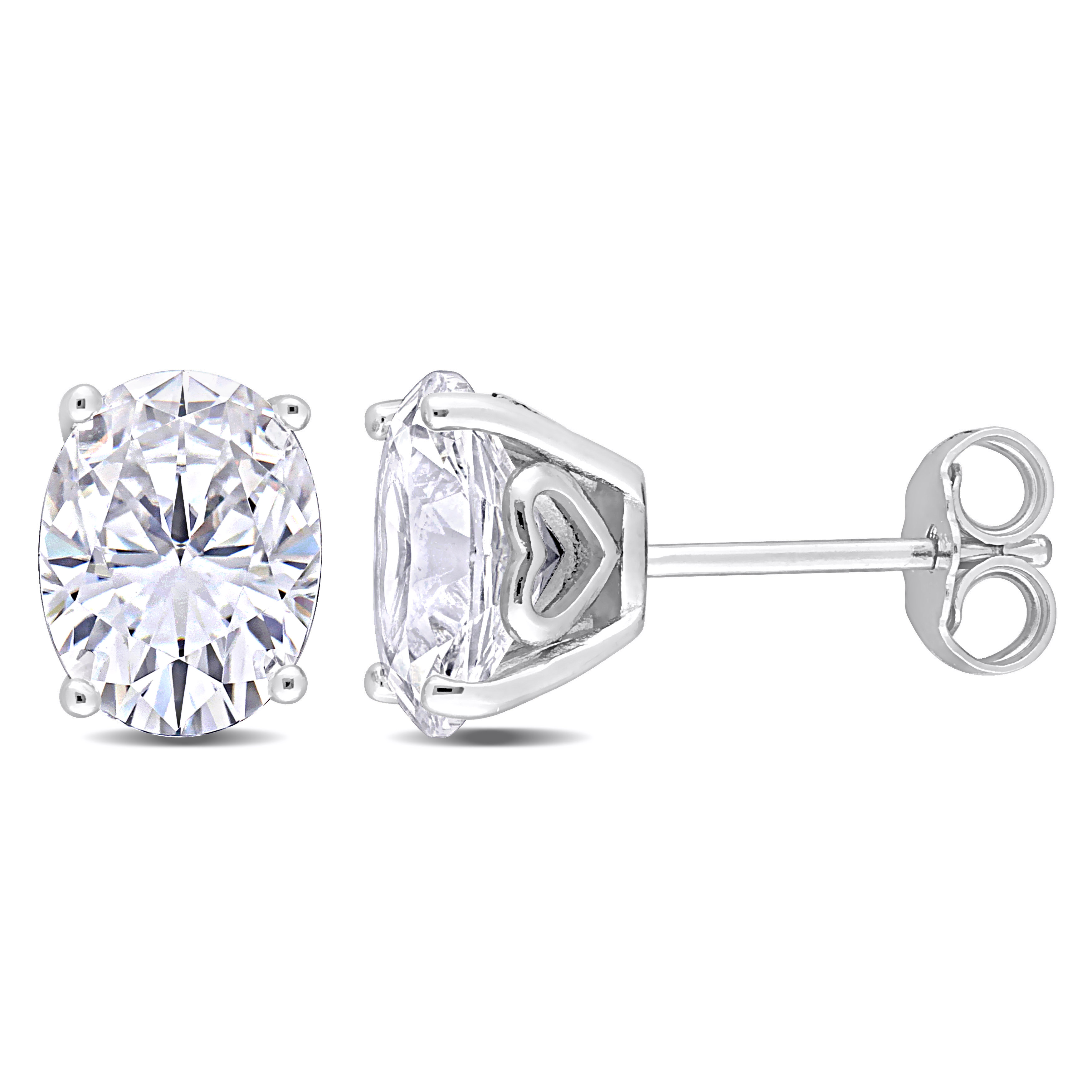5 7/8 CT TGW Oval Created White Sapphire Stud Earrings in Sterling Silver