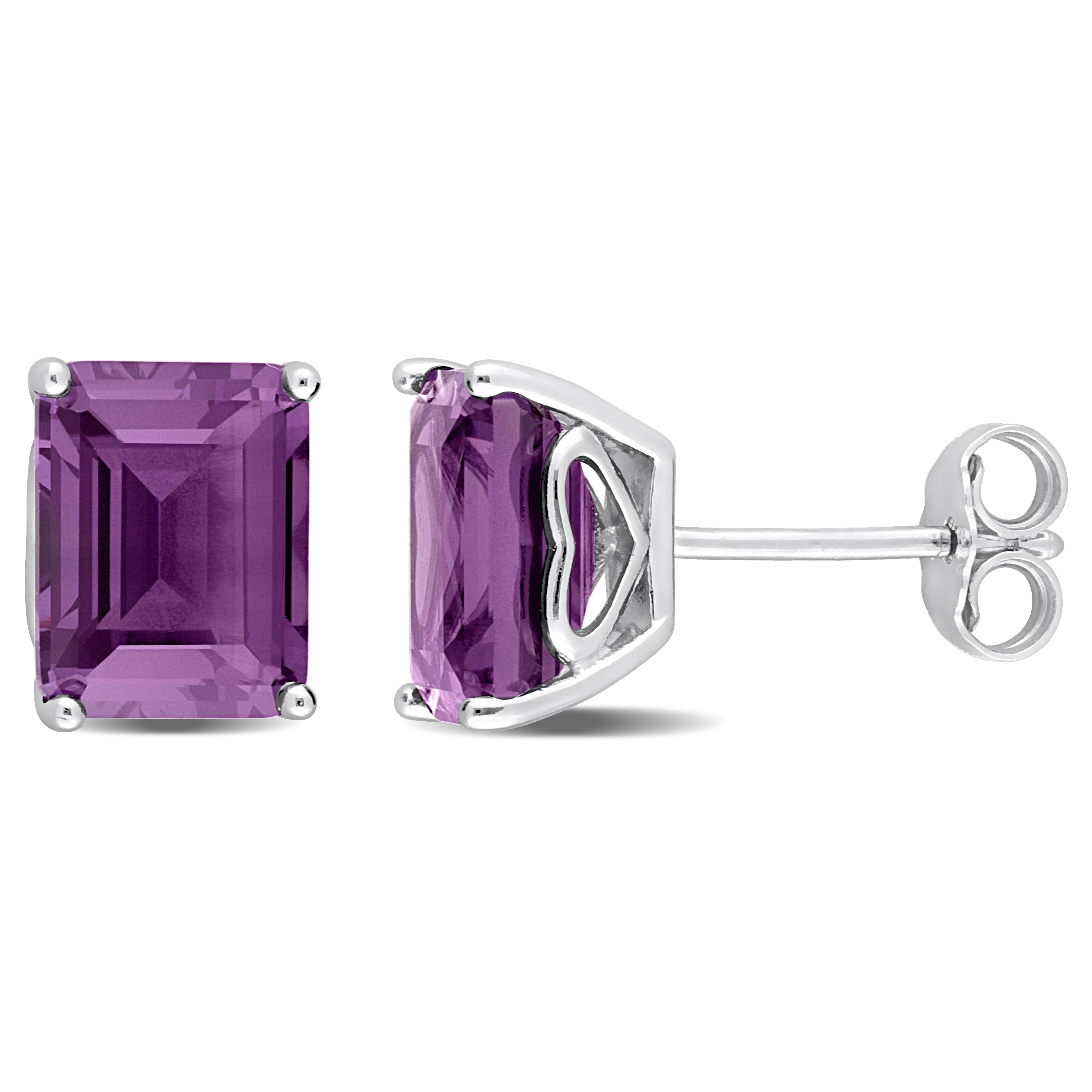 4 3/4 CT TGW Octagon Simulated Alexandrite Earrings in Sterling Silver