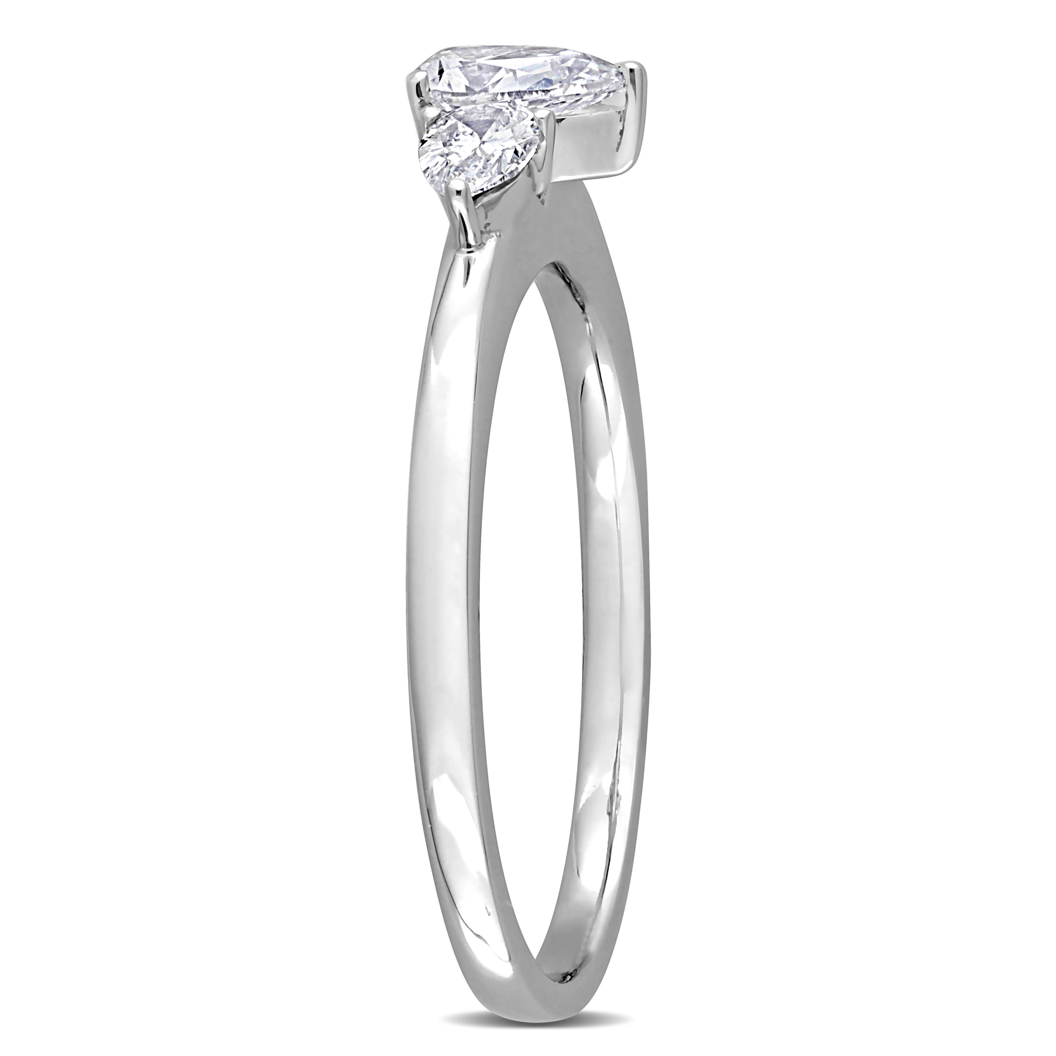 3/5 CT TW Pear Shape Diamond 3-stone Engagement Ring in 14k White Gold