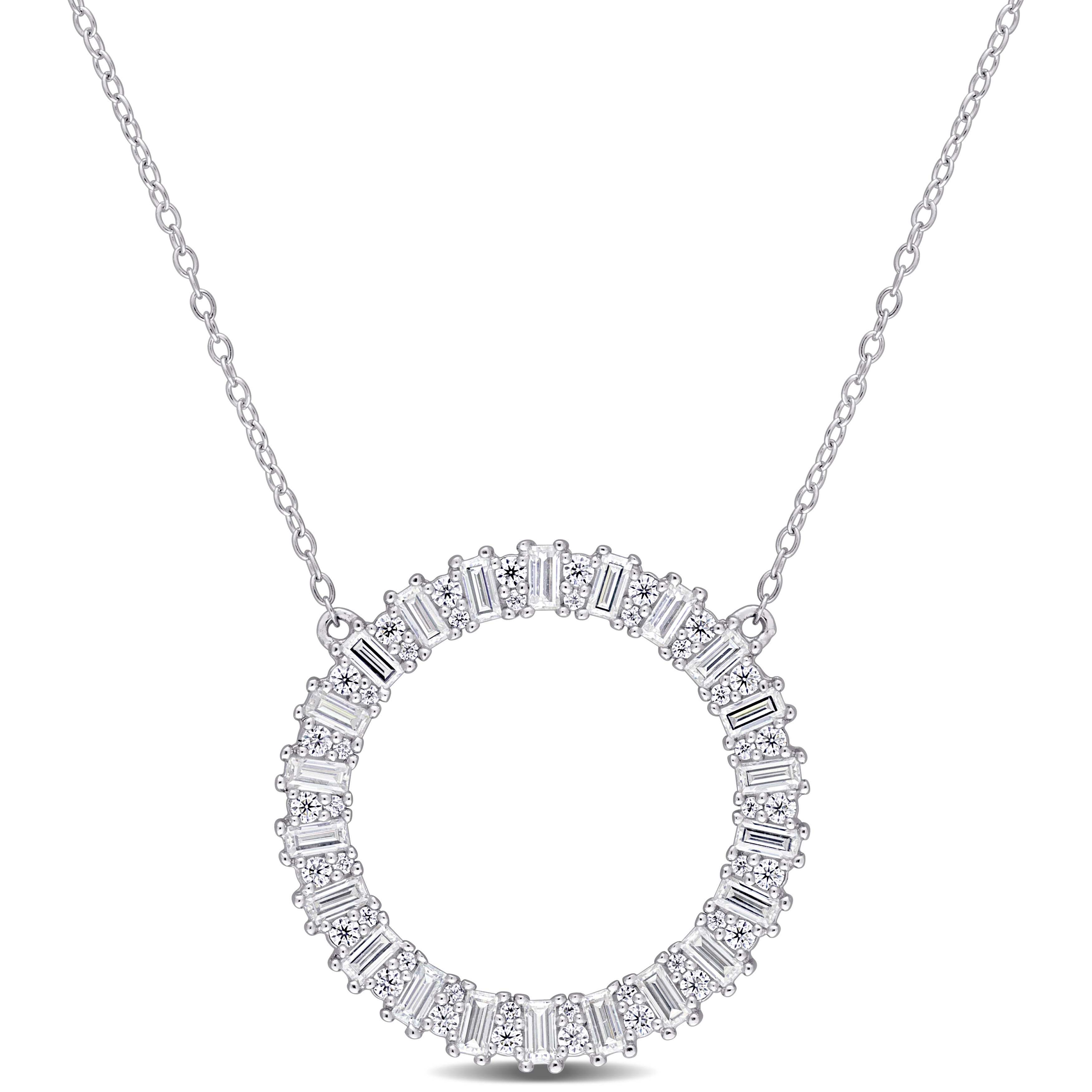 3/5 CT TGW Created Moissanite Open Circle Necklace in Sterling Silver