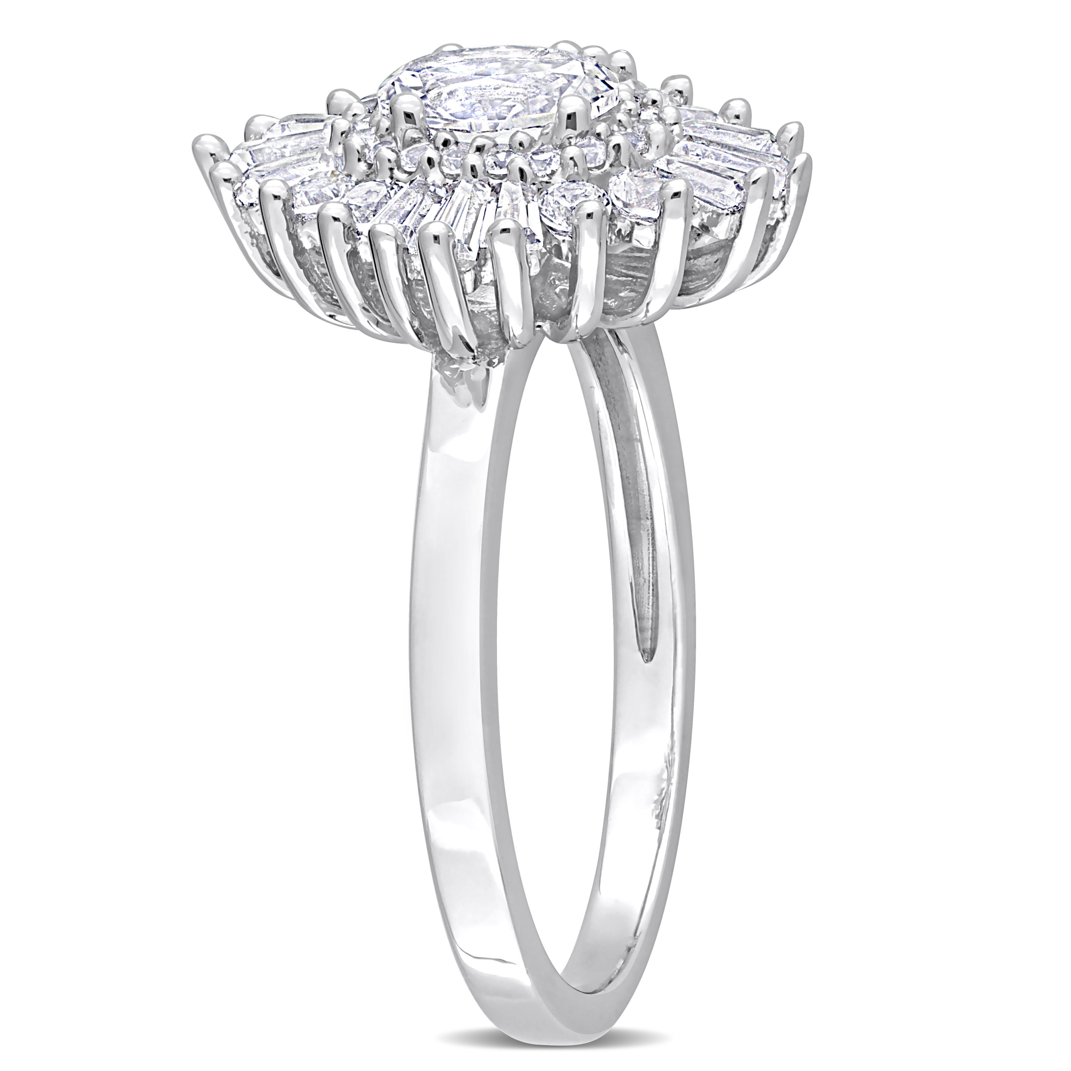 2 3/8 CT TGW Created White Sapphire Floral Ring in Sterling Silver