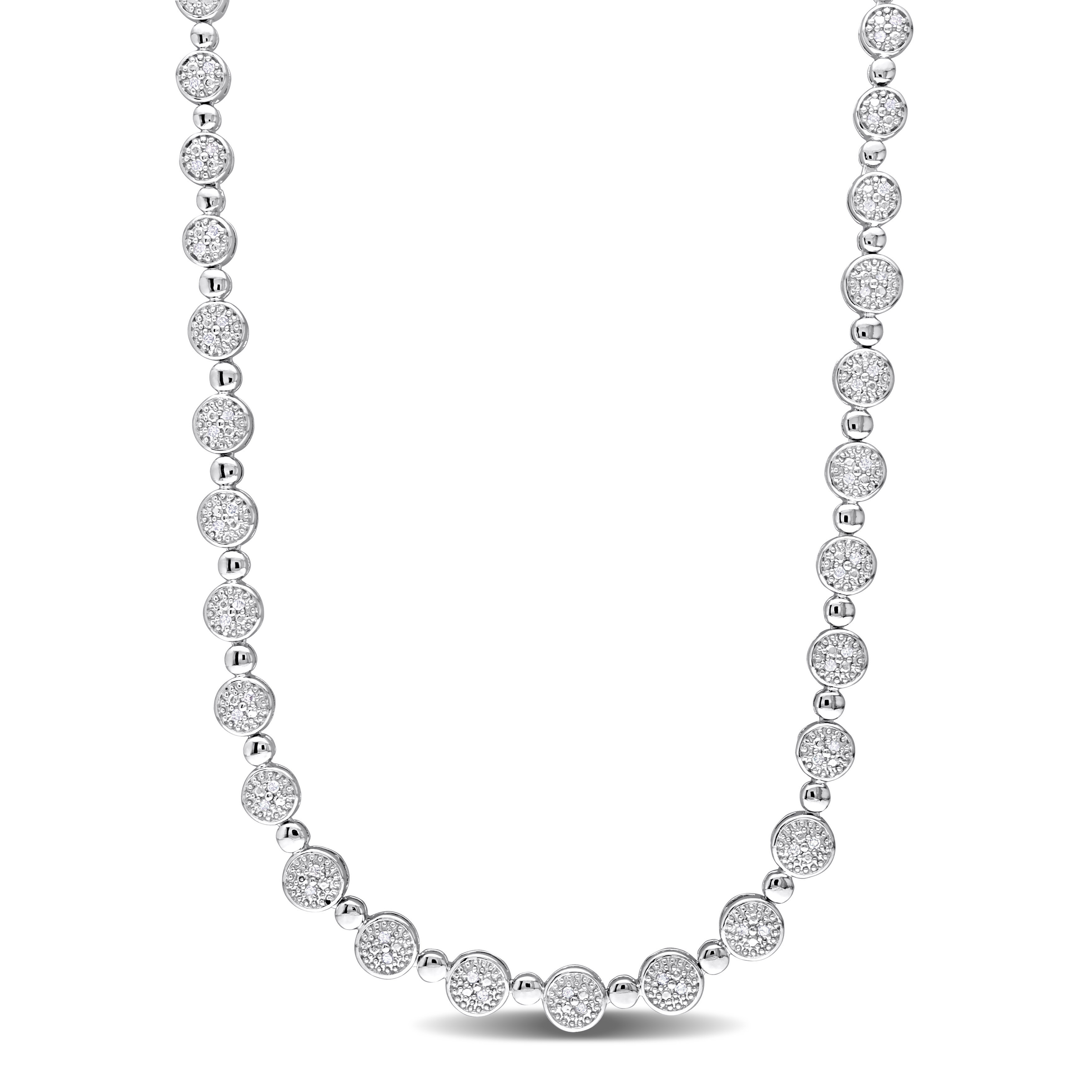 1/2 CT Diamond TW Cluster Tennis 17" Necklace in Sterling Silver