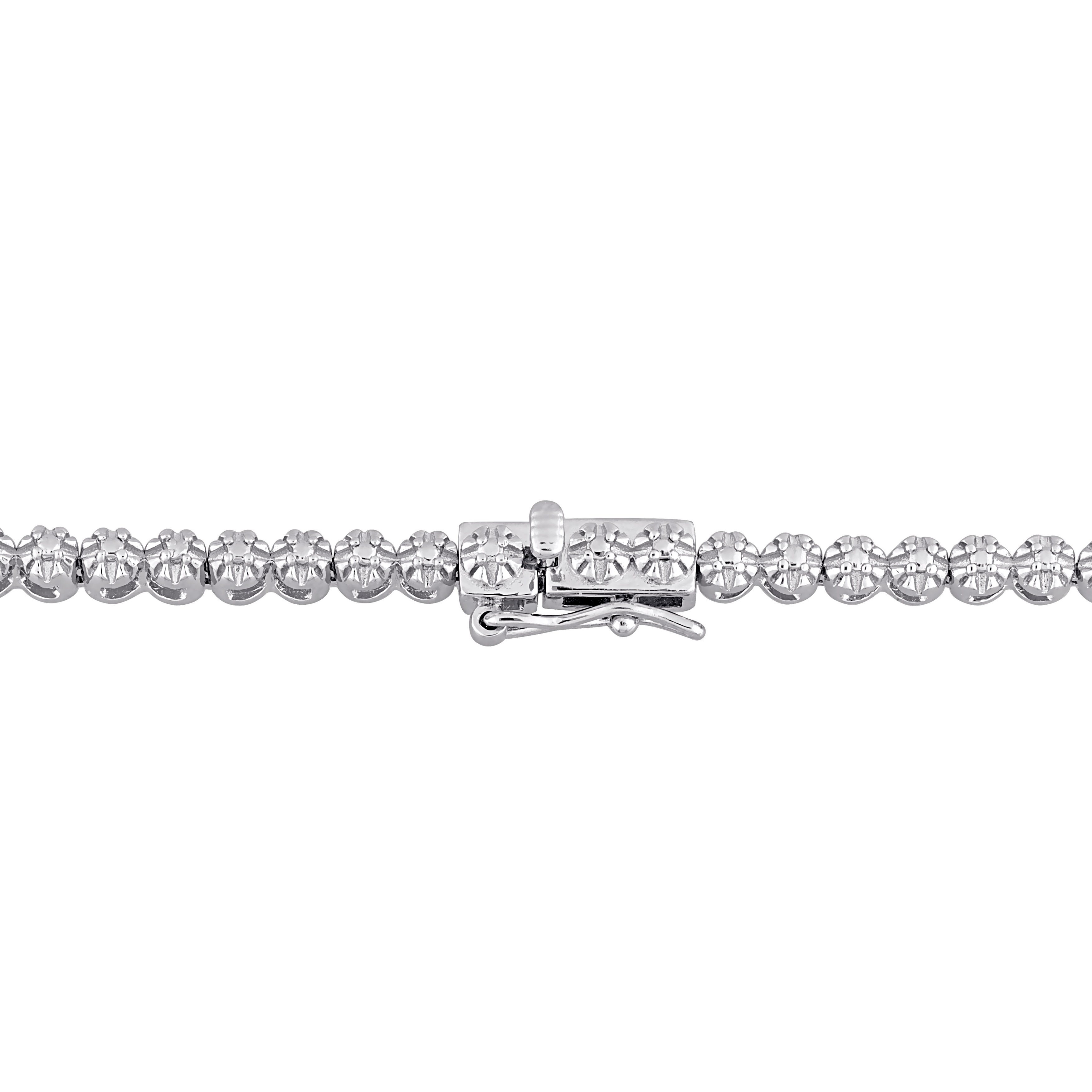 1/2 CT TW Diamond Tennis Necklace in Sterling Silver - 17 in