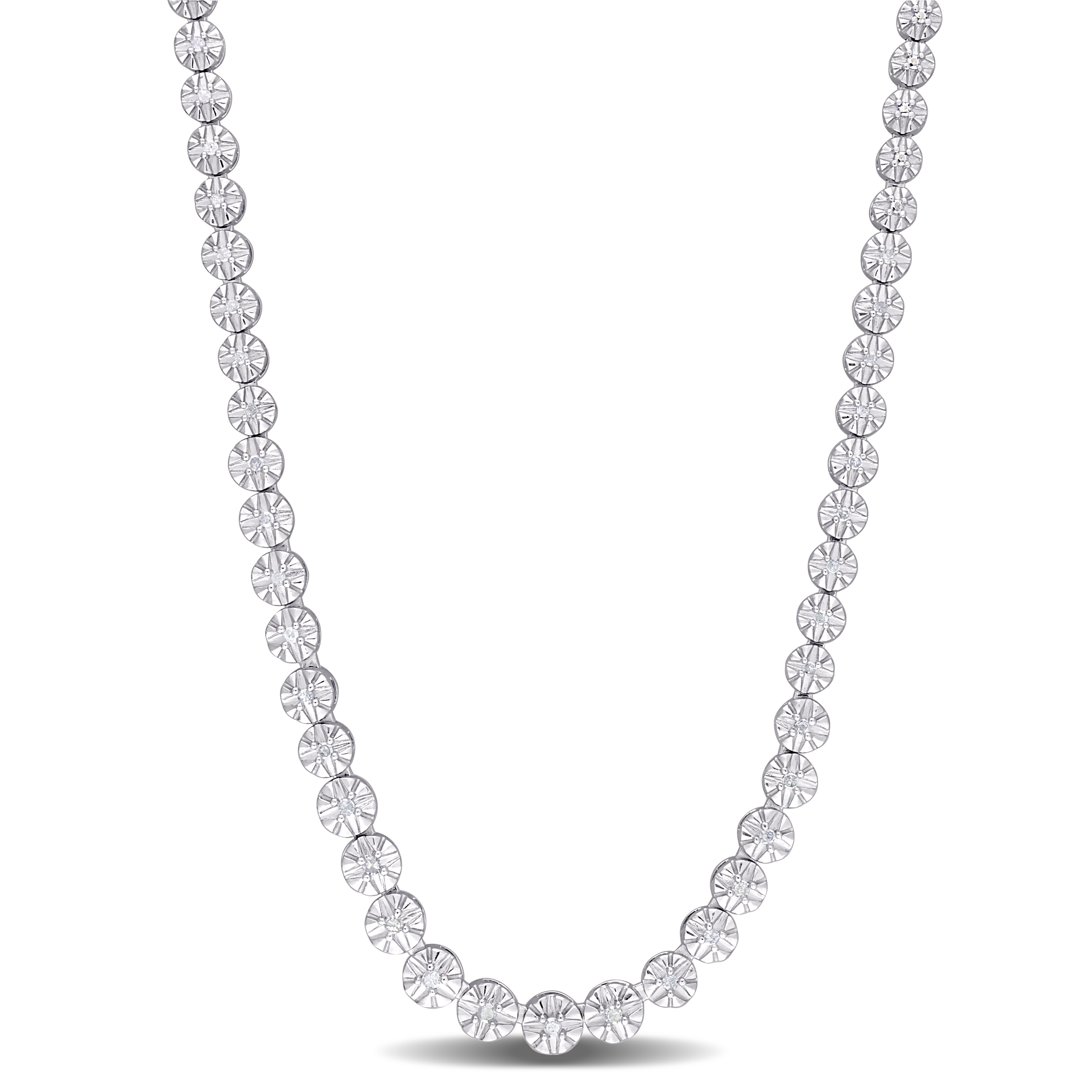 1/2 CT TW Diamond Tennis Necklace in Sterling Silver - 17 in