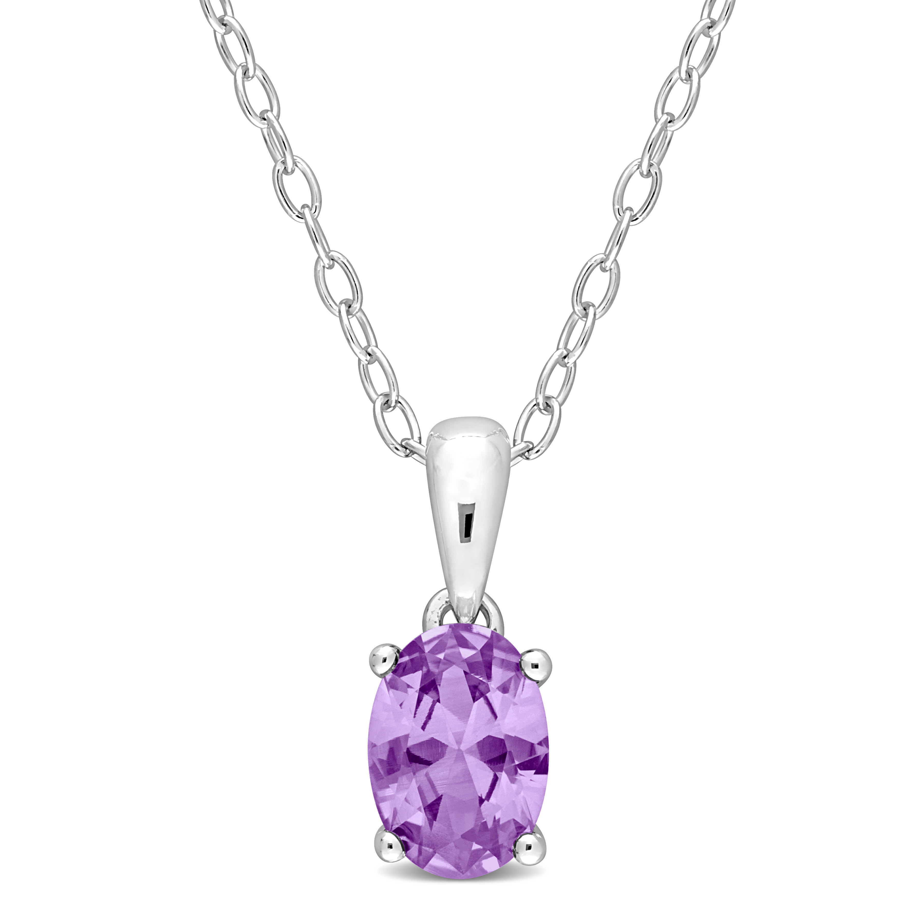 1 1/4 CT TGW Oval Simulated Alexandrite Solitaire Heart Design Pendant with Chain in Sterling Silver - 18 in.