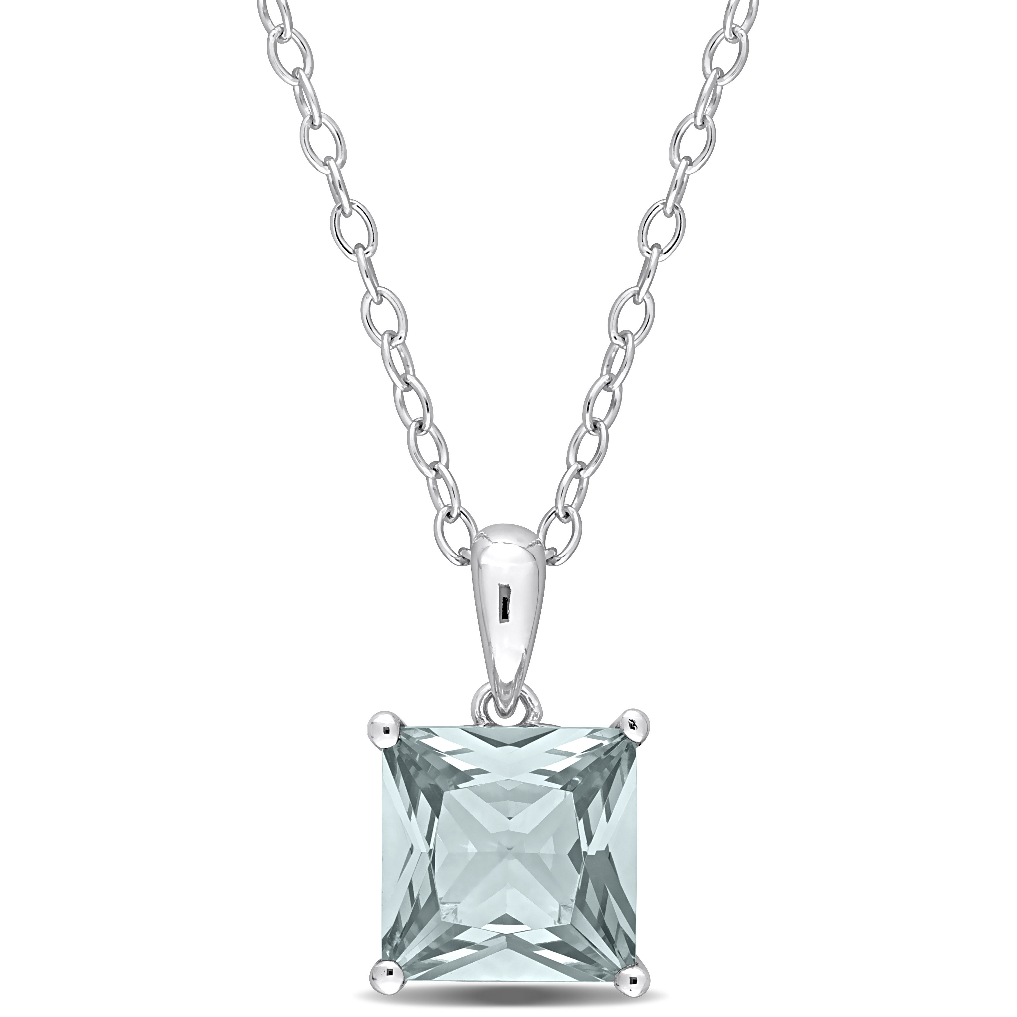 2 CT TGW Princess Cut Synthetic Spinel Solitaire Heart Design Pendant with Chain in Sterling Silver - 18 in.