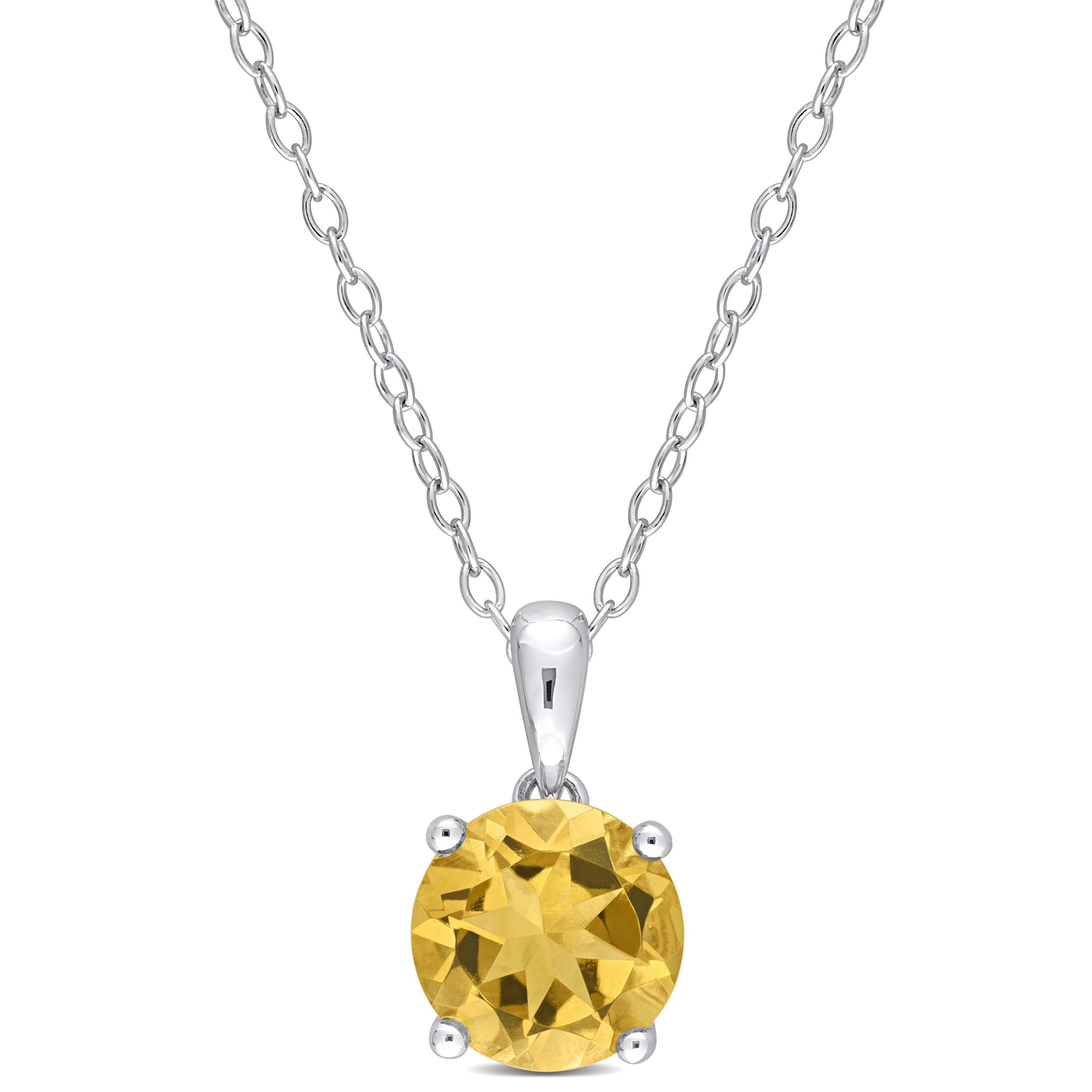 1 4/5 CT TGW Citrine Solitaire Heart Design Pendant with Chain in Sterling Silver - 18 in.