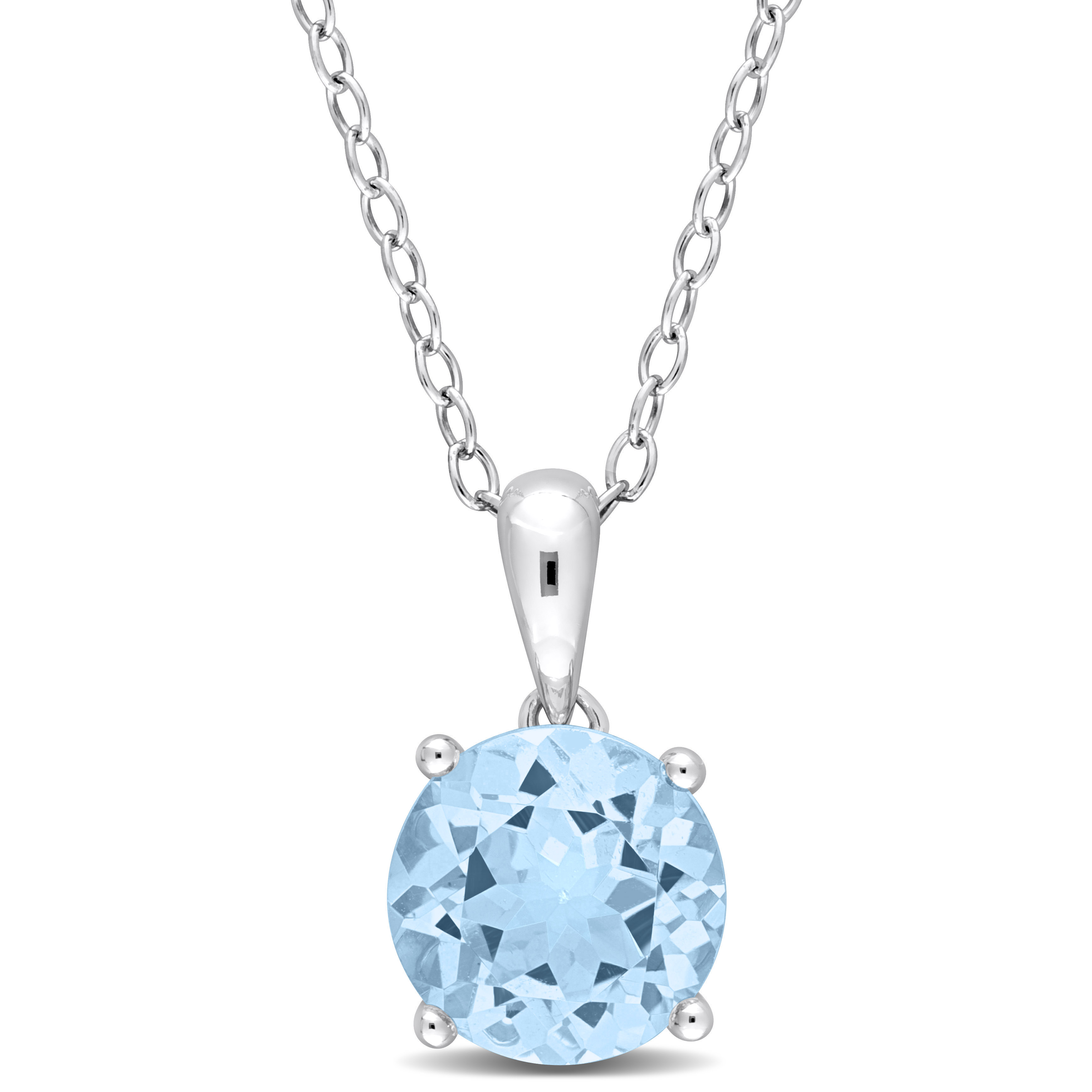 2 1/3 CT TGW Sky Blue Topaz Solitaire Heart Design Pendant with Chain in Sterling Silver - 18 in.
