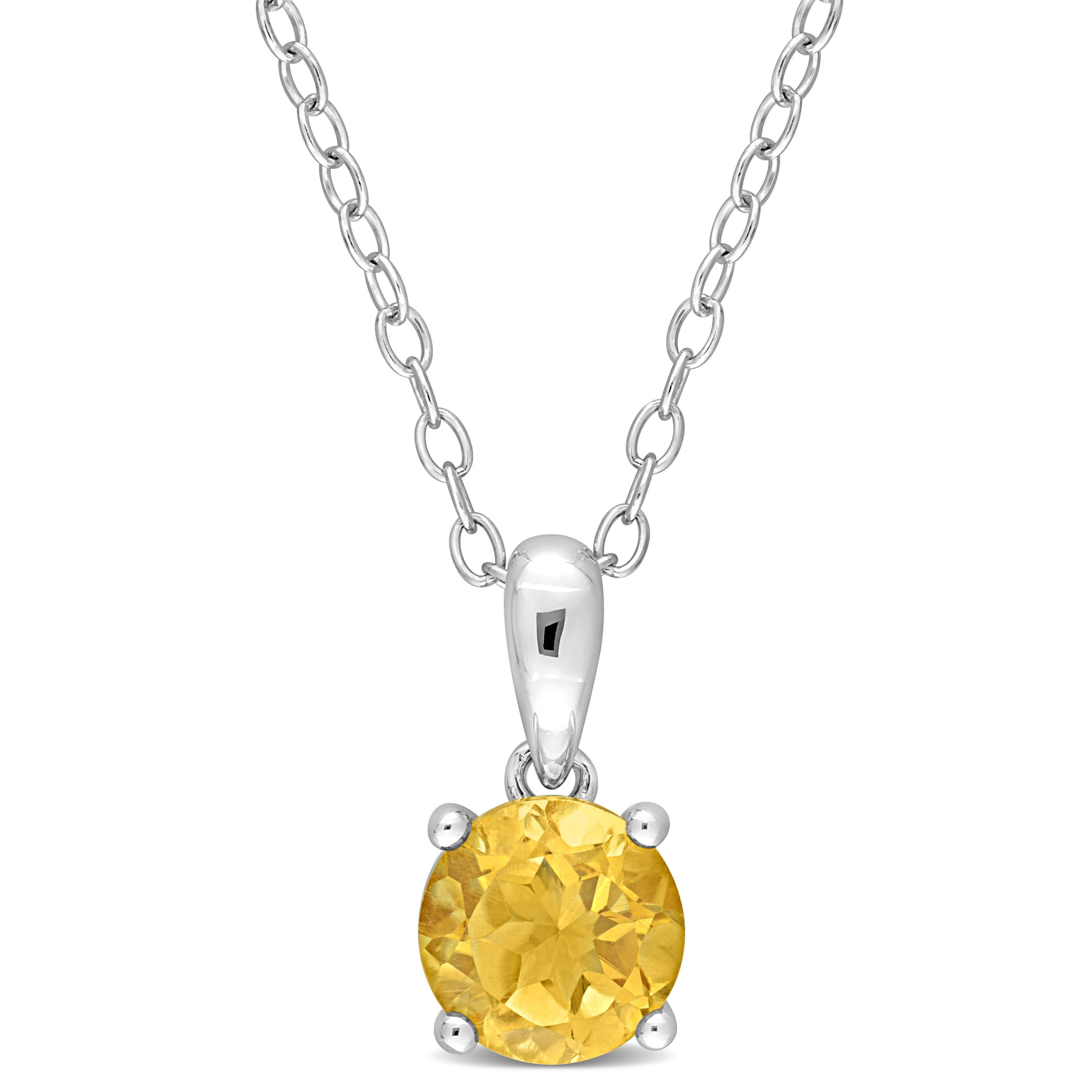 3/4 CT TGW Citrine Solitaire Heart Design Pendant with Chain in Sterling Silver - 18 in.