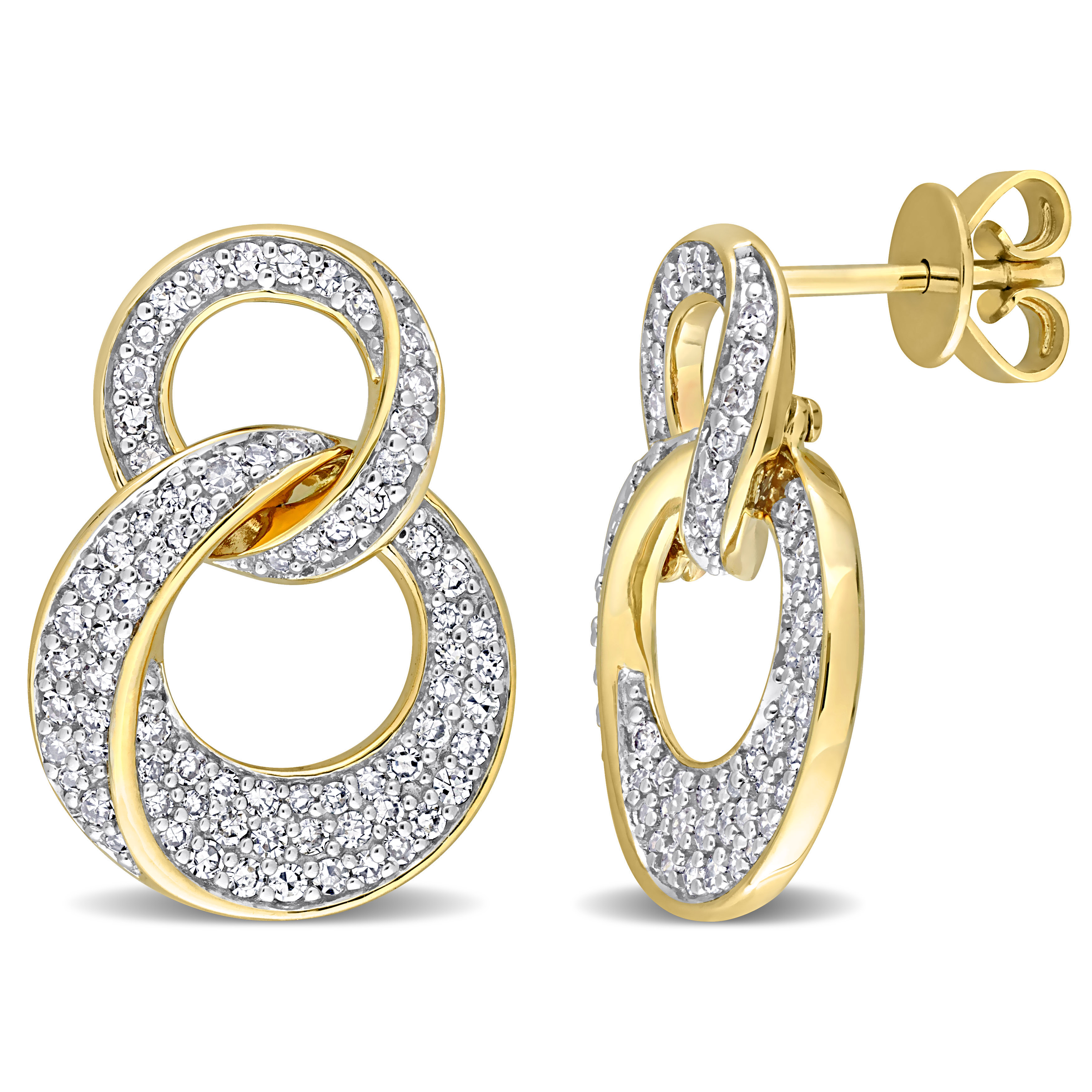 5/8 CT TDW Diamond Open Design Geometric Earrings in 14k Yellow Gold