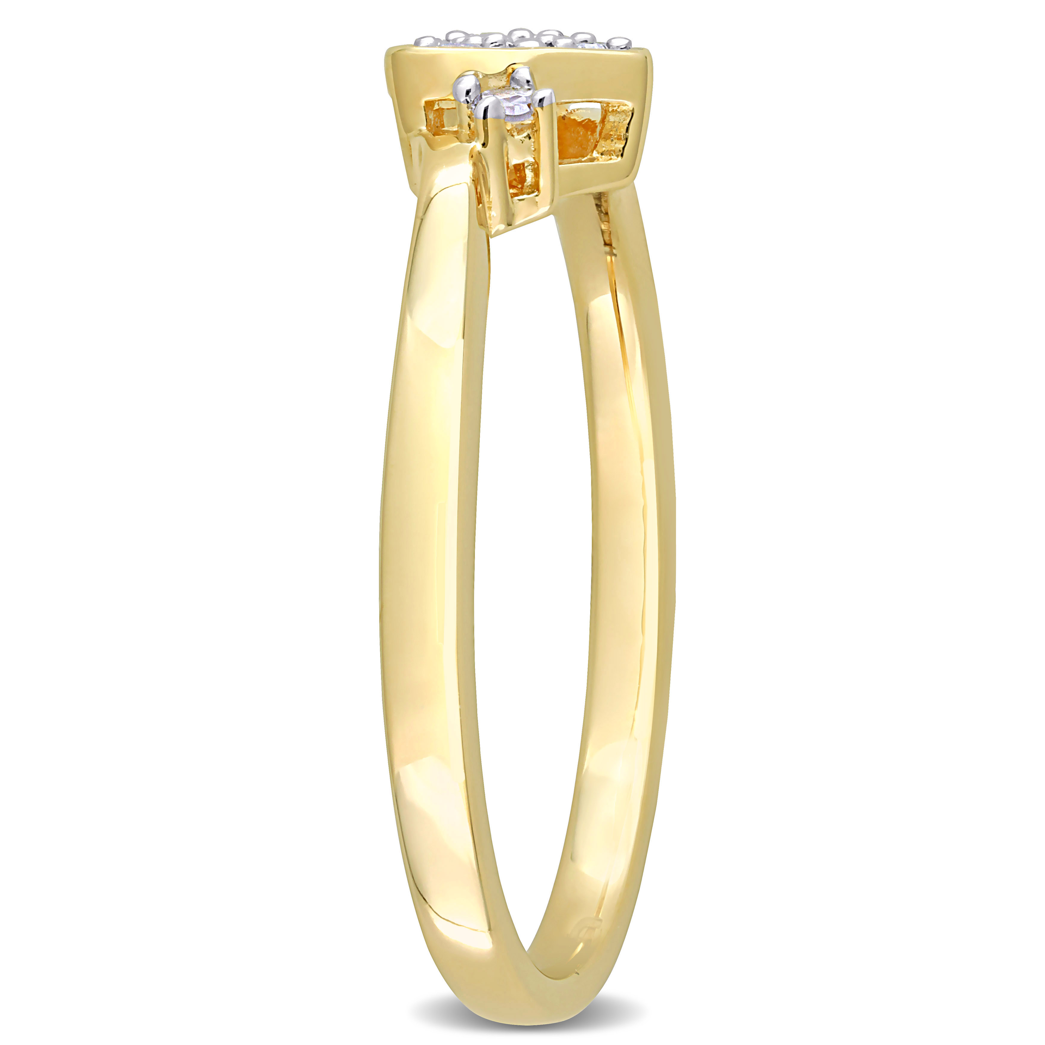1/10 CT TDW Diamond Heart Ring in Yellow Plated Sterling Silver