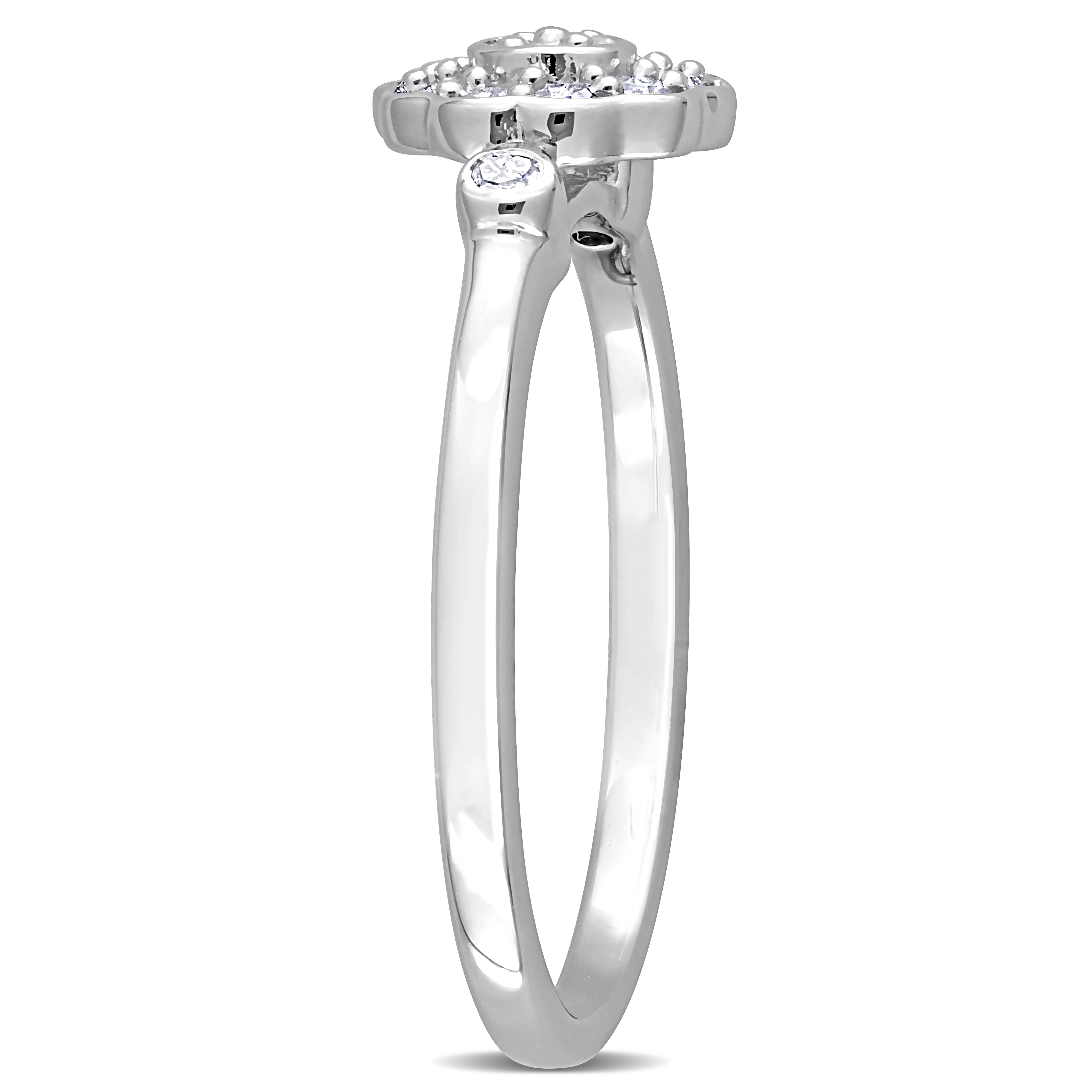 1/5 CT TDW Diamond Flower Ring in Sterling Silver