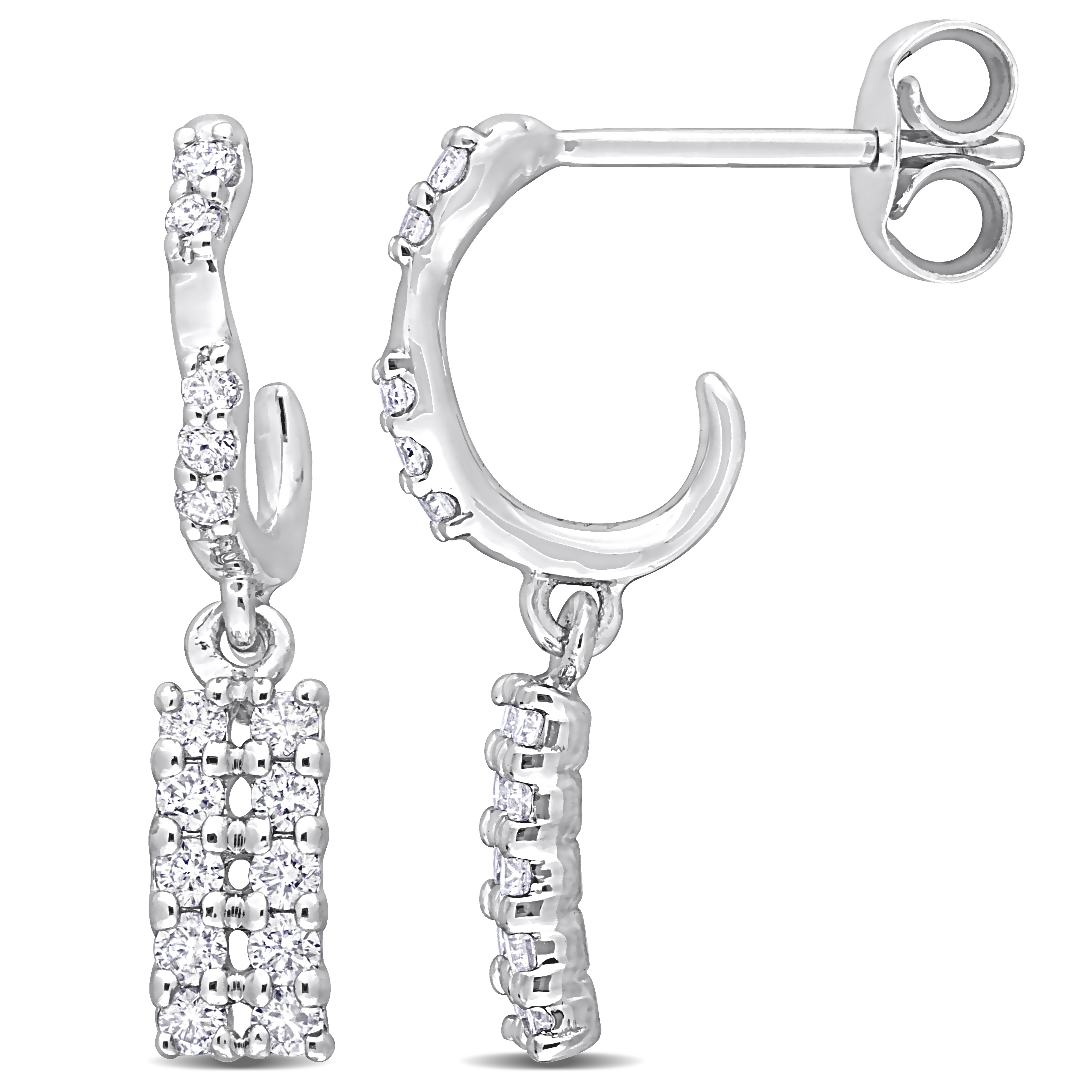 3/8 CT TDW Diamond Dangling Earrings in 14k White Gold