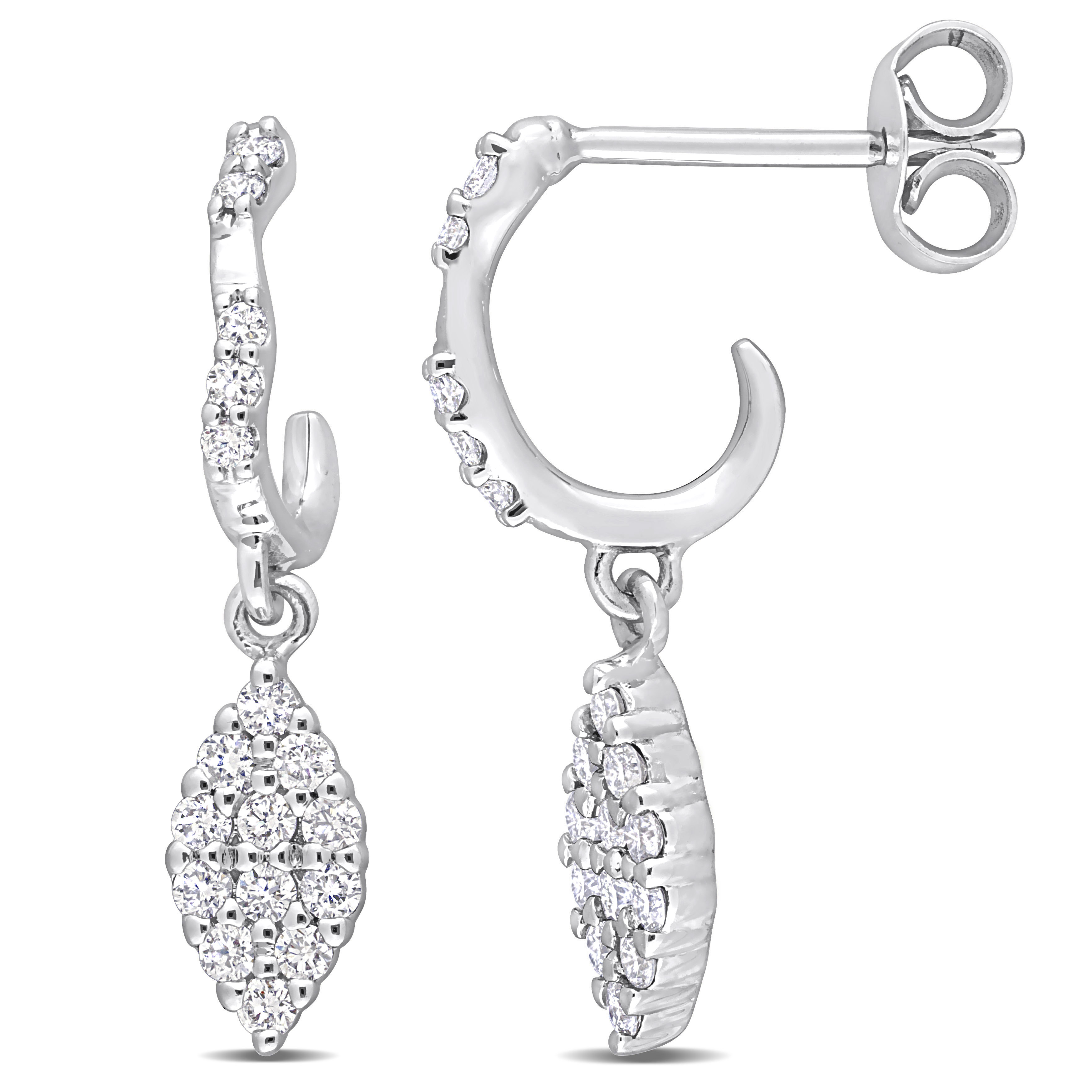 3/8 CT TDW Diamond Dangle Earrings in 14k White Gold