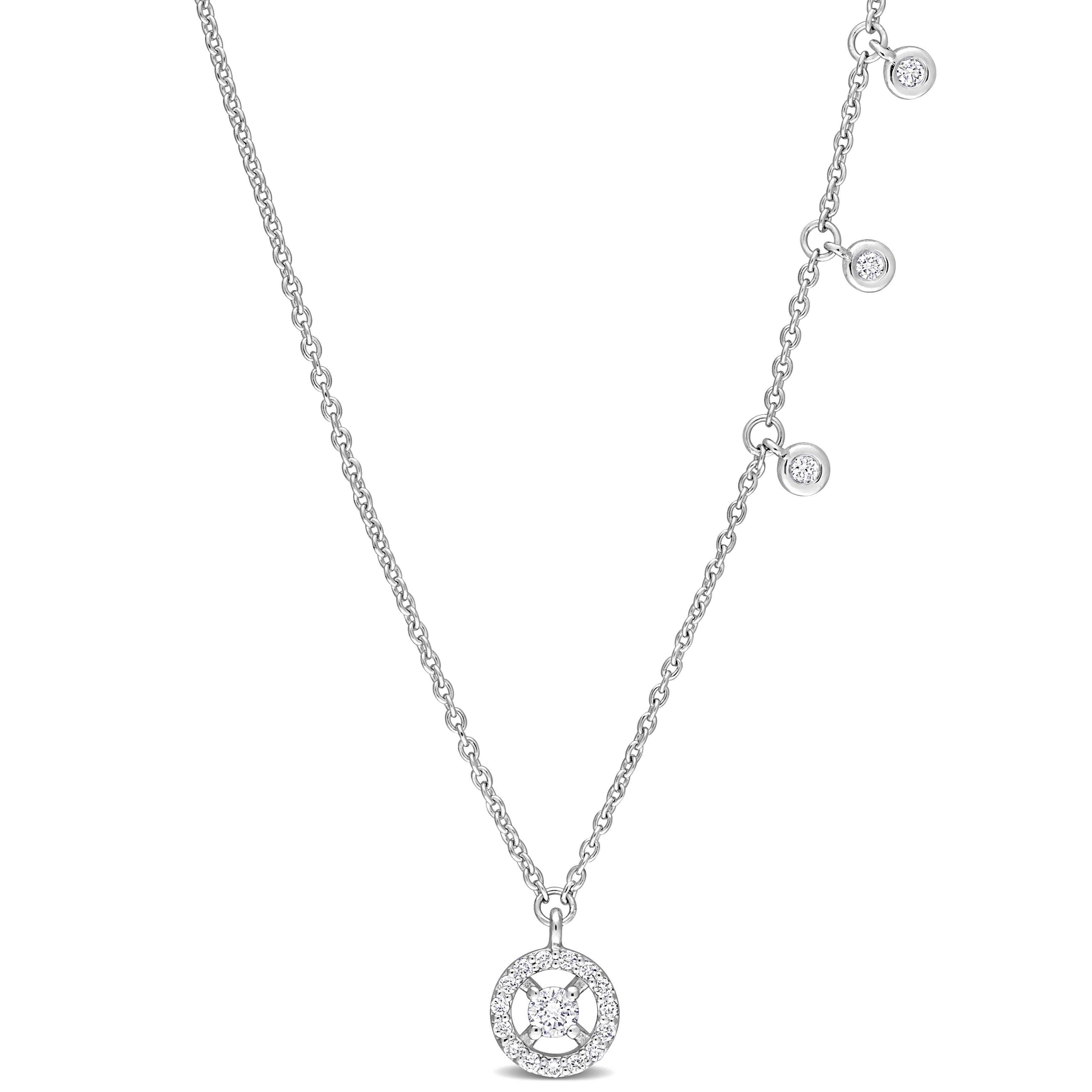 1/5 CT TW Diamond Charm Necklace in 14k White Gold - 17 in