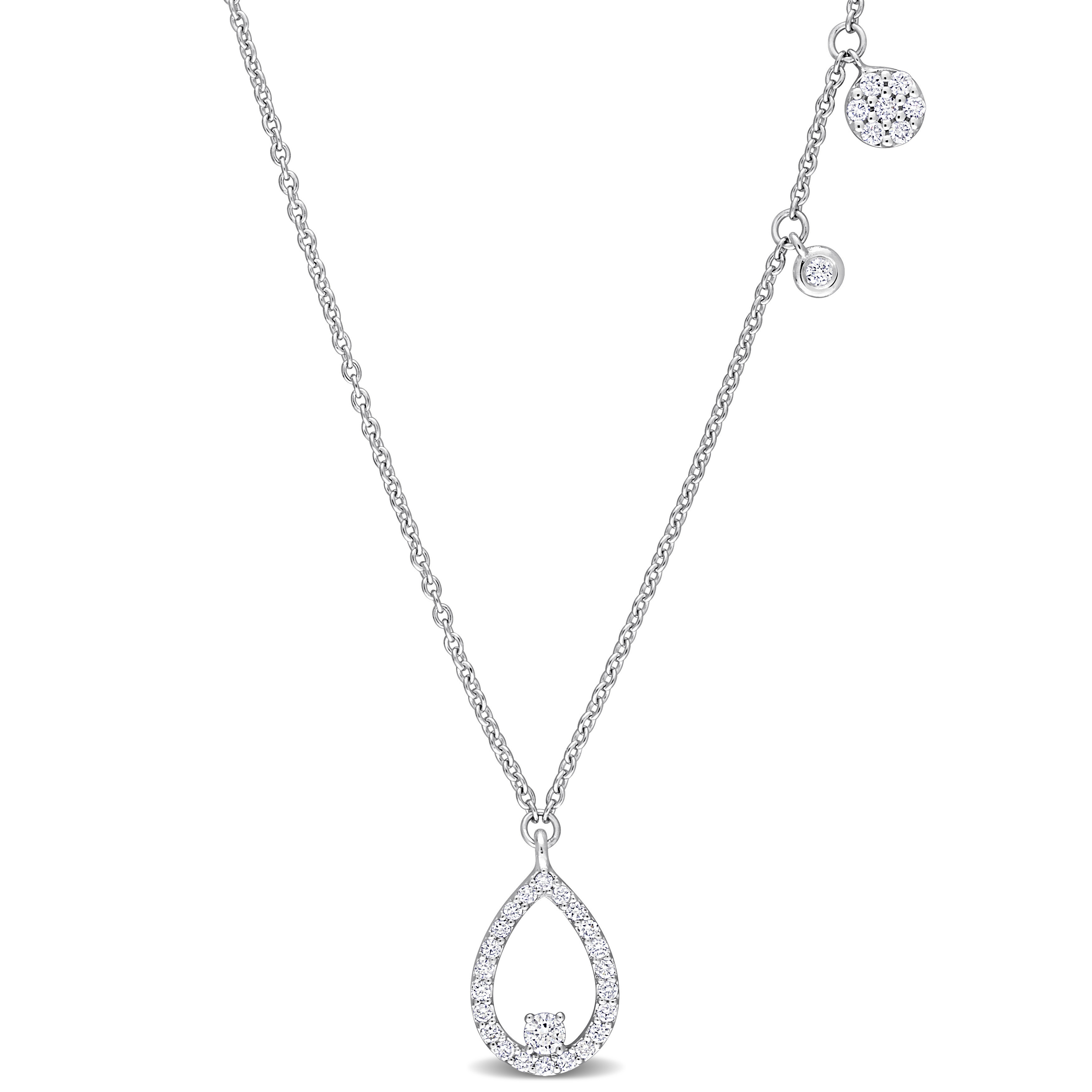 1/4 CT TW Diamond Station Necklace in 14k White Gold - 17 in