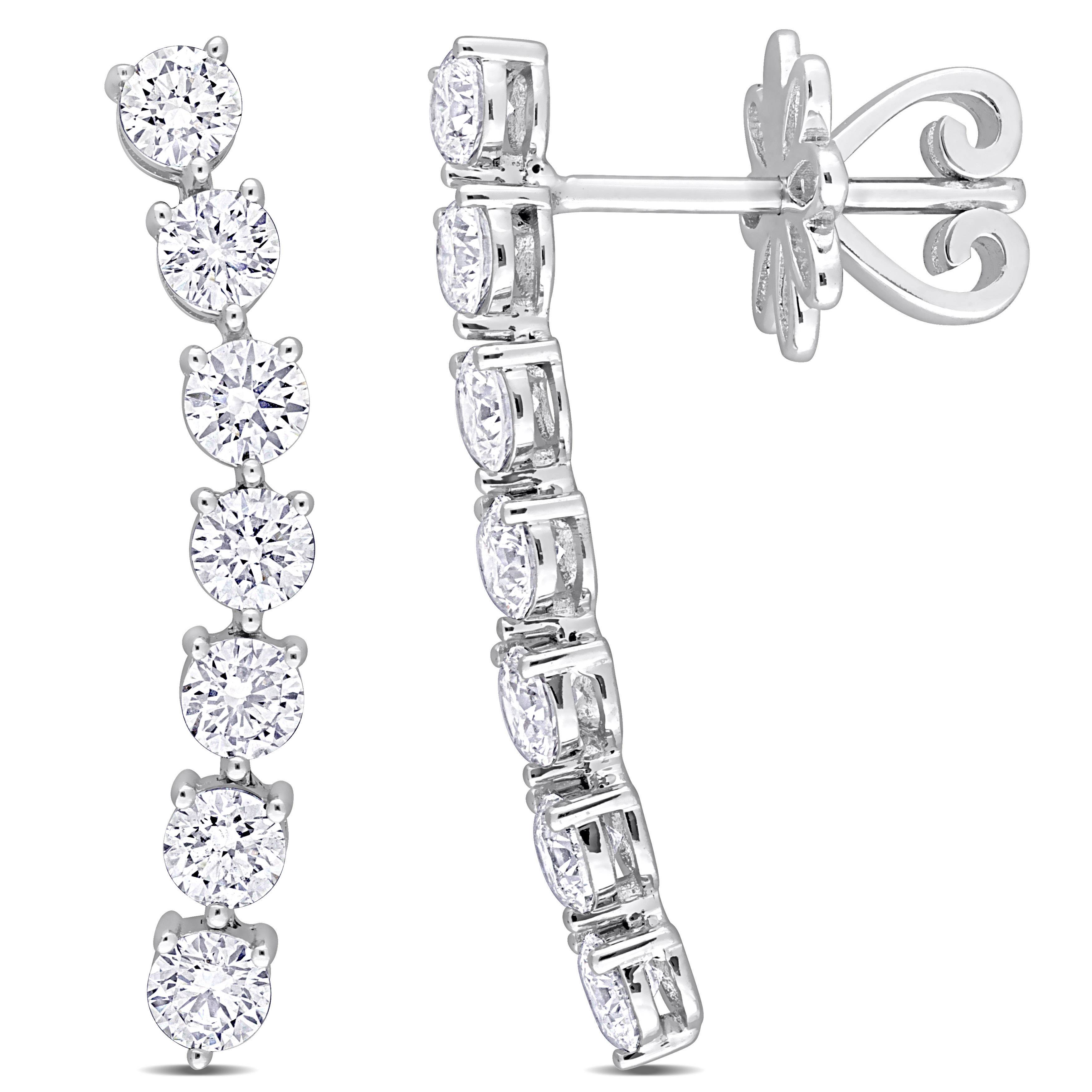 1 3/8 CT TDW Diamond Curved Line Earrings in 14k White Gold