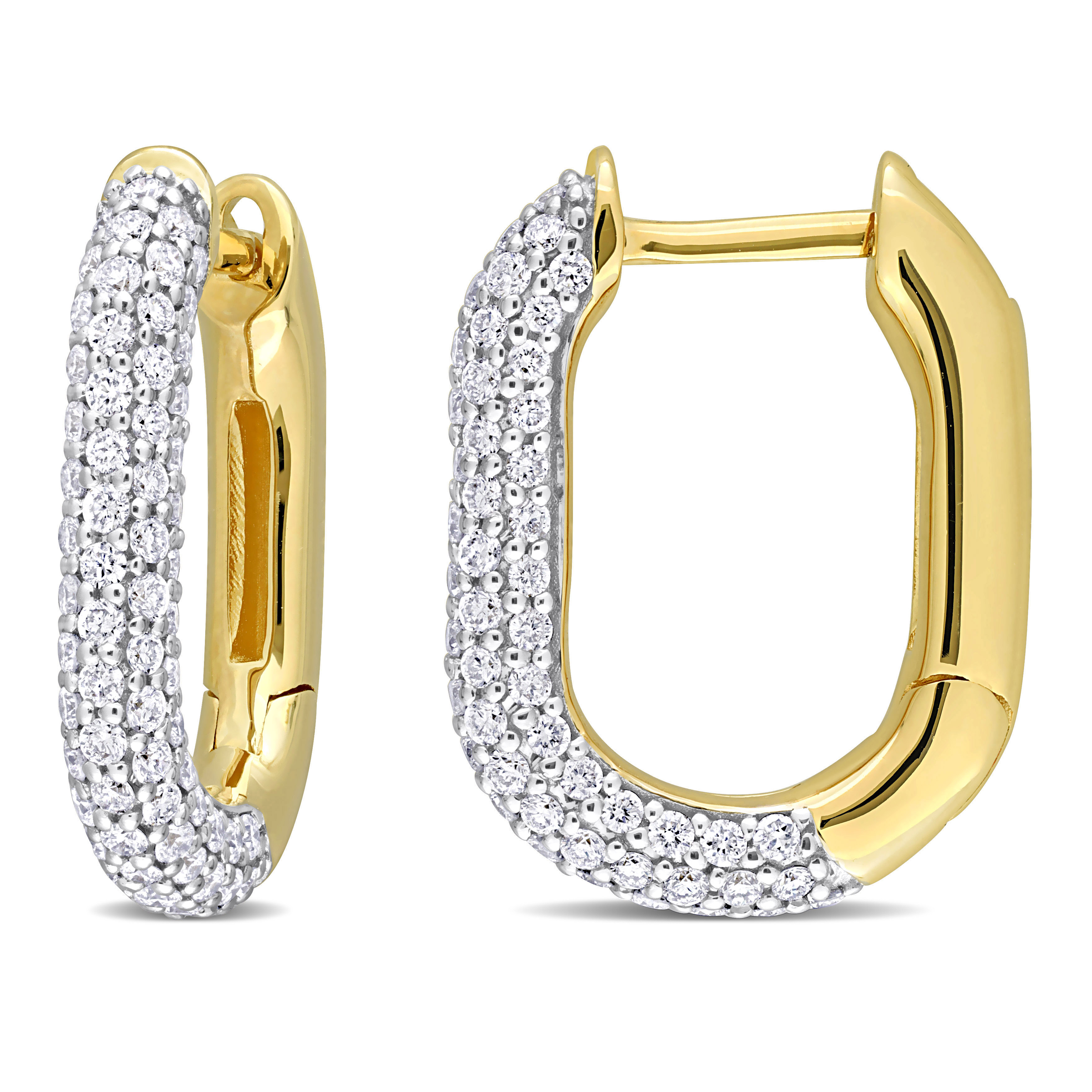 1 1/5 CT TDW Diamond Hoop Earrings in 14k Yellow Gold