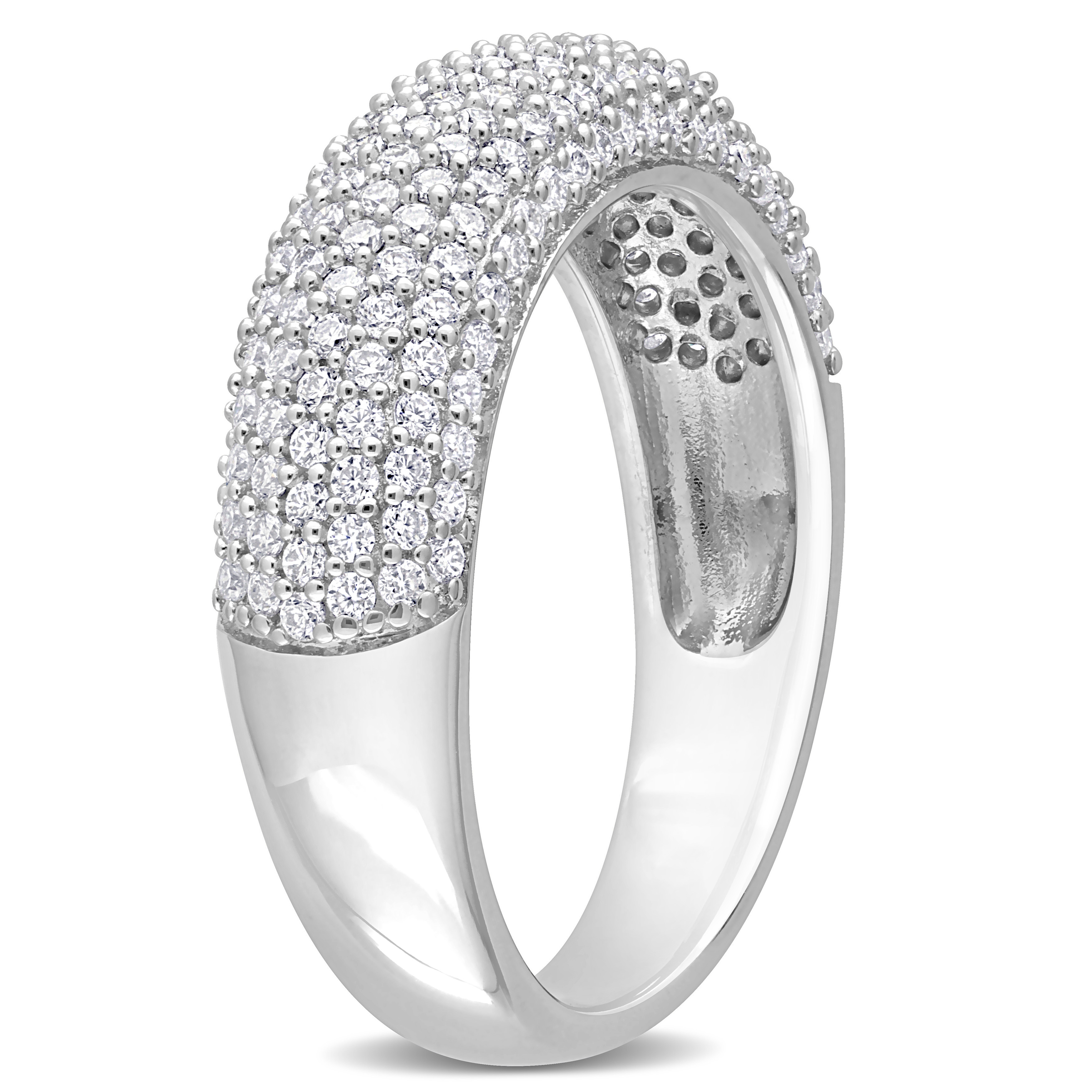 4/5 CT TGW Created Moissanite Semi-Eternity Ring in Sterling Silver