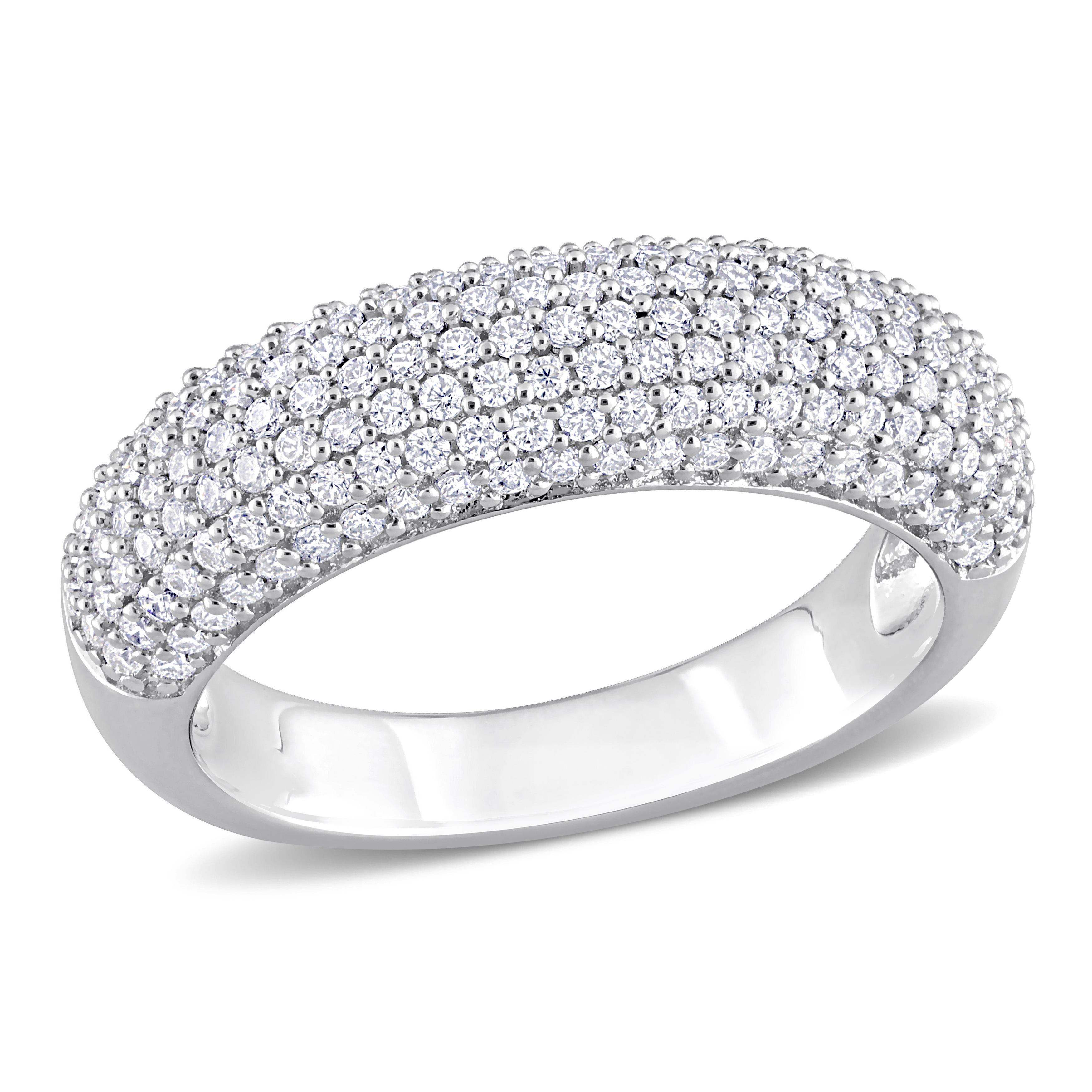 4/5 CT TGW Created Moissanite Semi-Eternity Ring in Sterling Silver