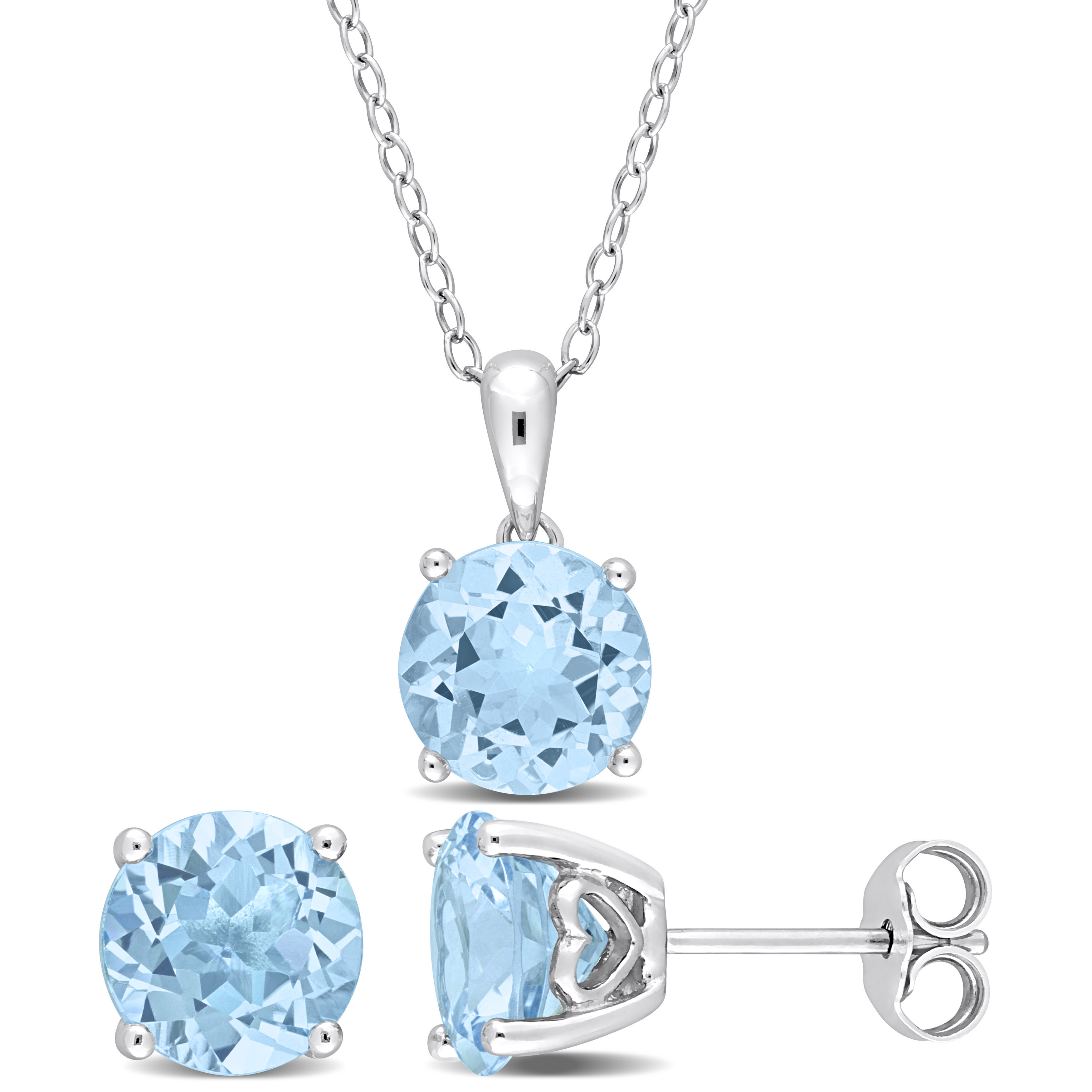 7 CT TGW Sky Blue Topaz 2-Piece Set of Pendant with Chain and Earrings in Sterling Silver