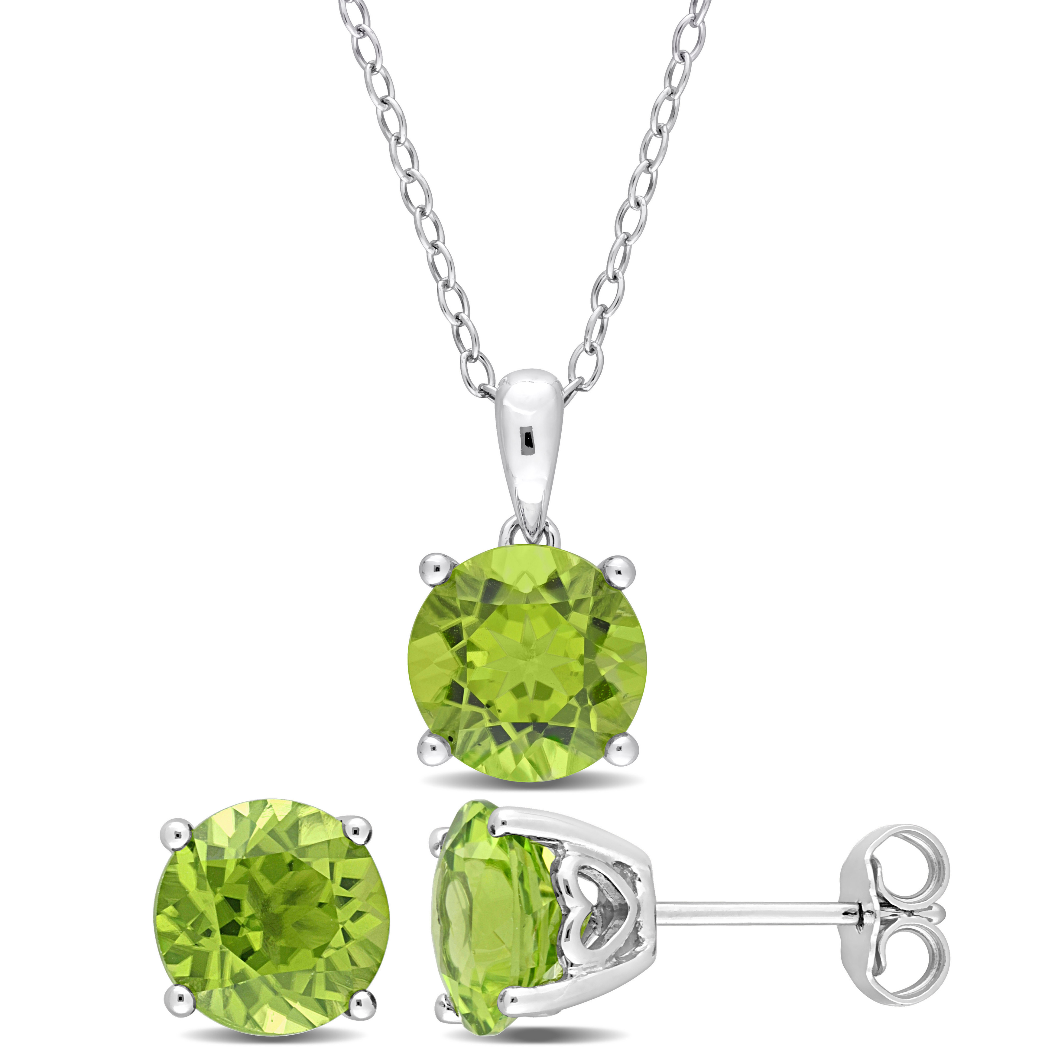 5 3/8 CT TGW Peridot 2-Piece Set of Pendant with Chain and Earrings in Sterling Silver