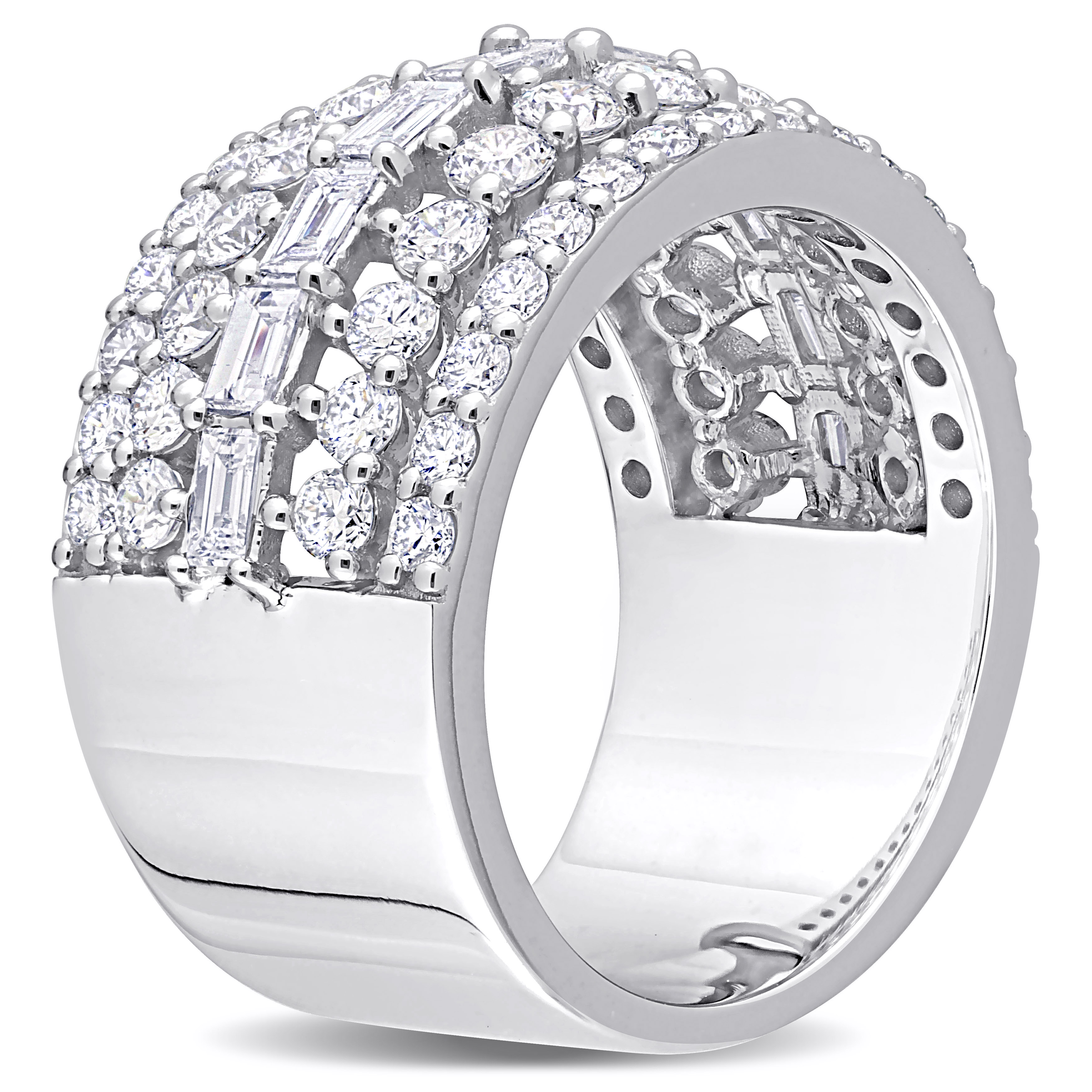 2 4/5 CT TDW Parallel Baguette Diamond Multi-Row Semi-Eternity Ring in 14k White Gold