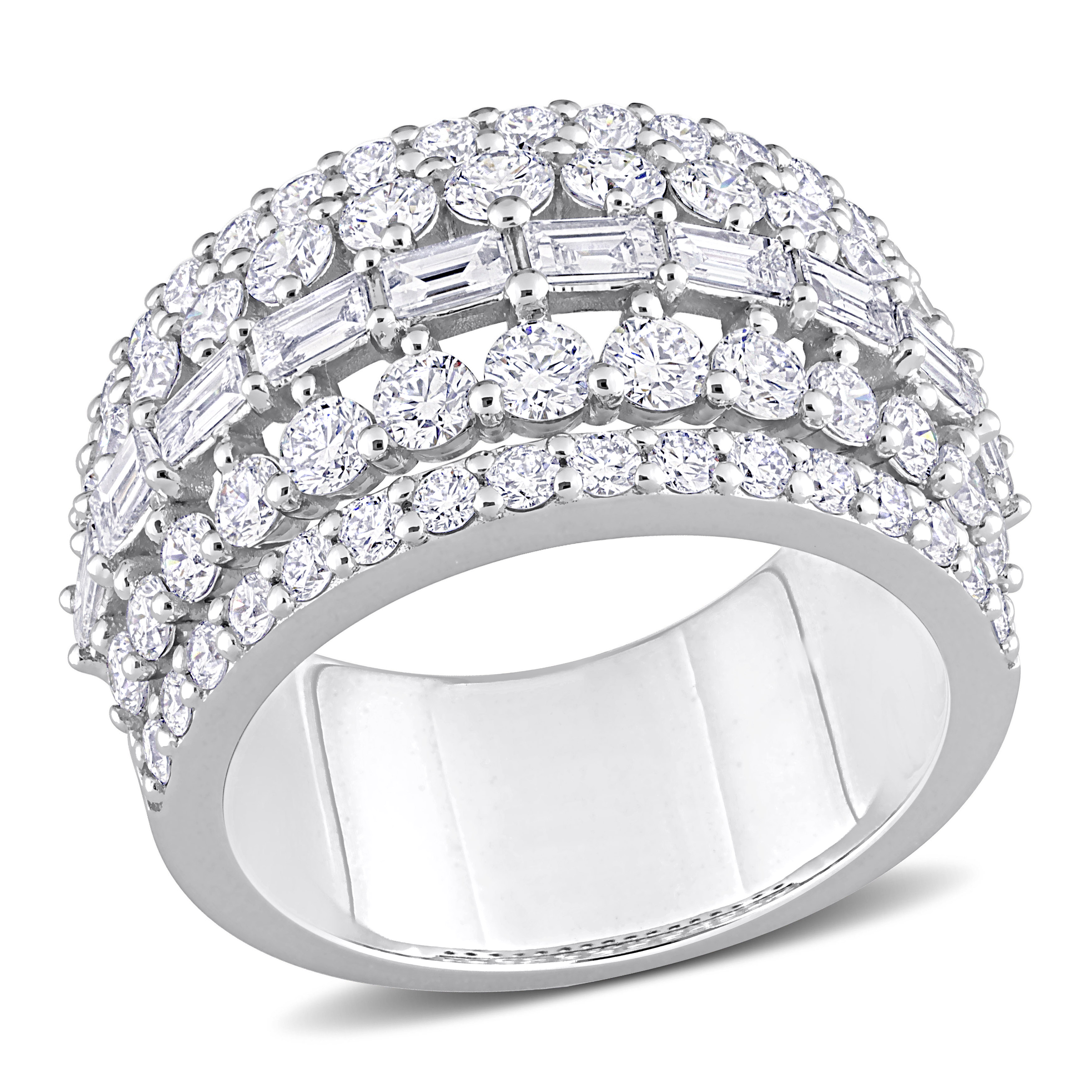 2 4/5 CT TDW Parallel Baguette Diamond Multi-Row Semi-Eternity Ring in 14k White Gold