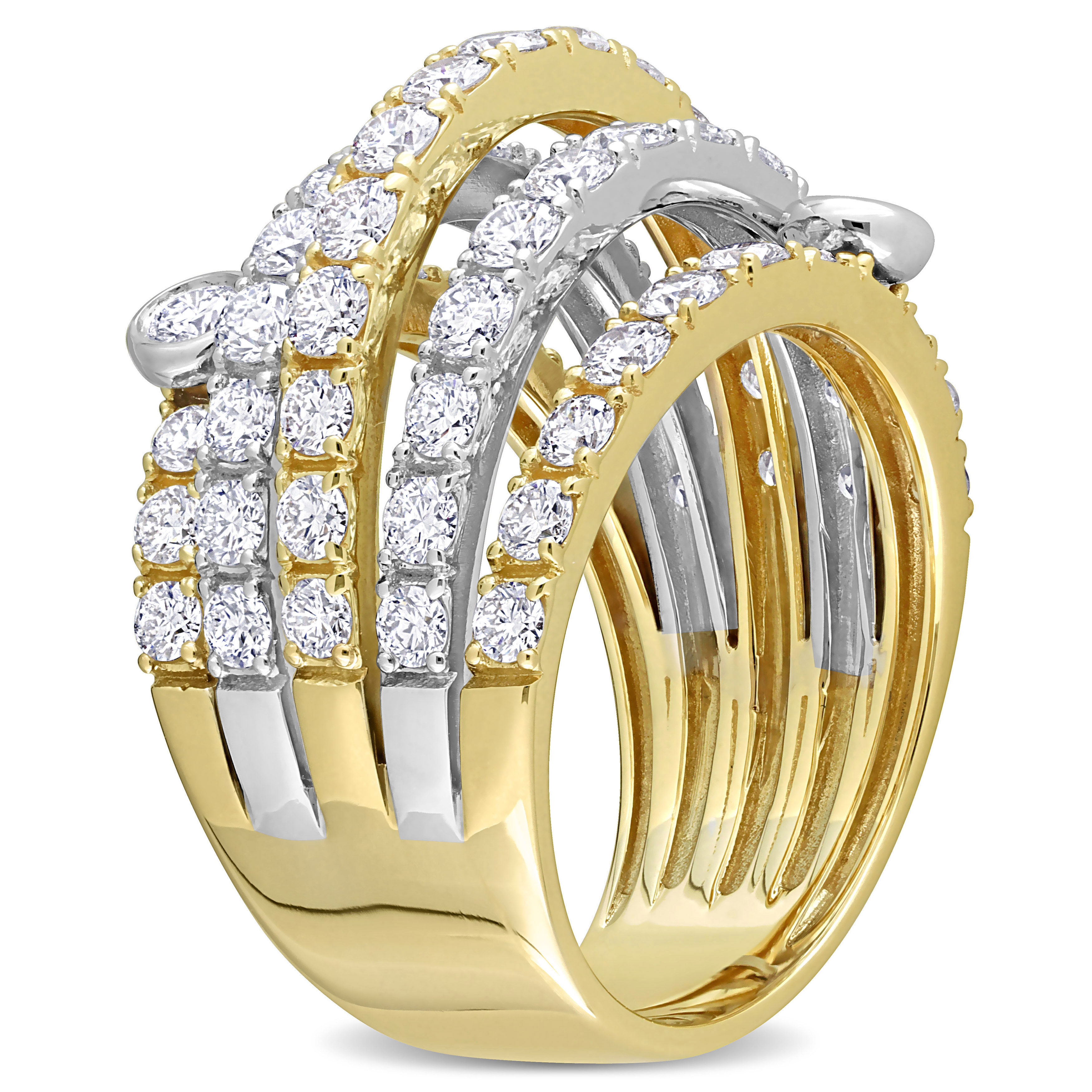 3 CT TDW Diamond Semi-Eternity Ring in 14k 2-Tone White and Yellow Gold