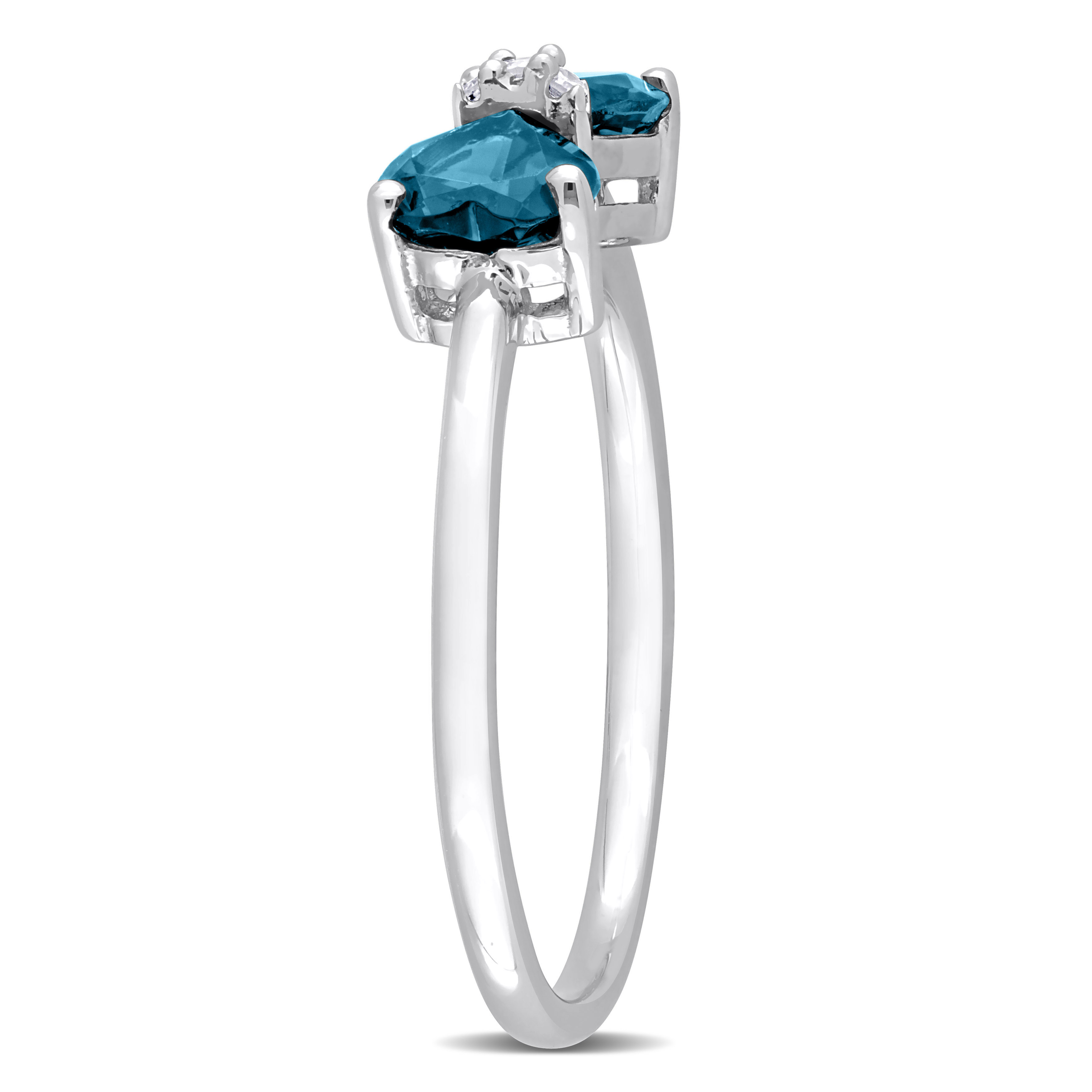 1 7/8 CT TGW Heart-Cut London-Blue Topaz and Diamond Accent Bow Design Necklace and Ring Set in 10k White Gold